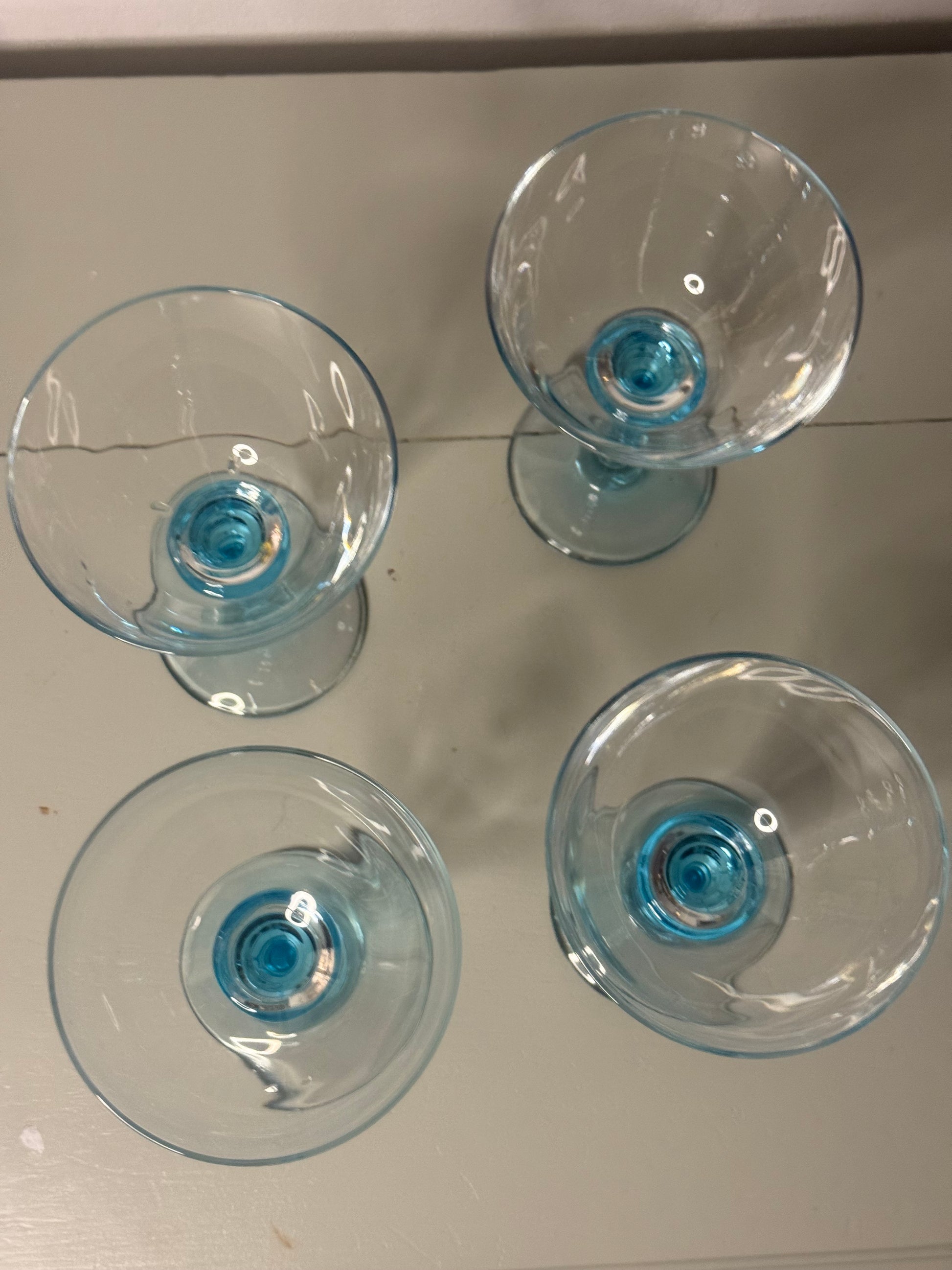 4 vintage wijnglazen blauw