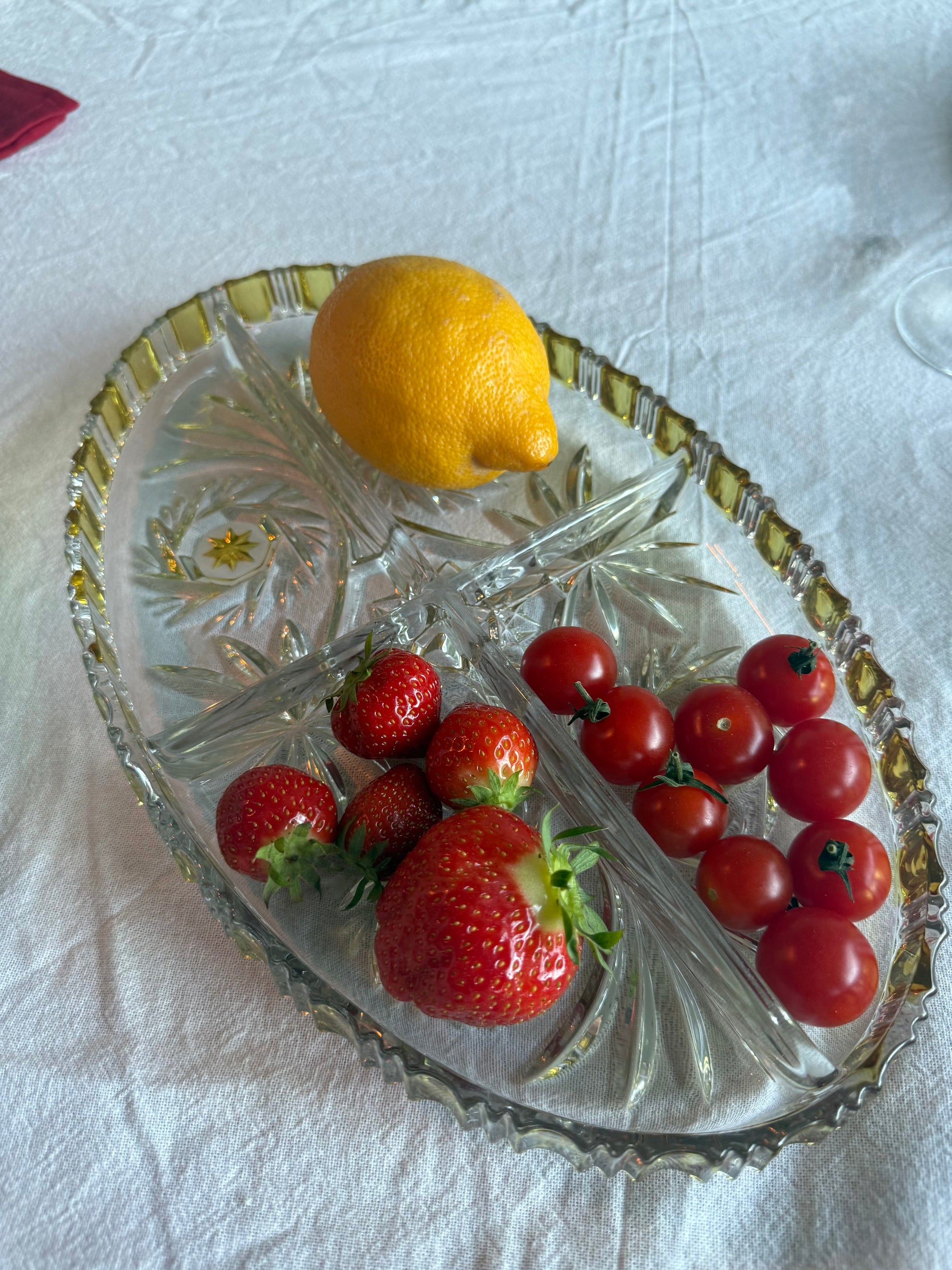 prachtig schaal geel/glas