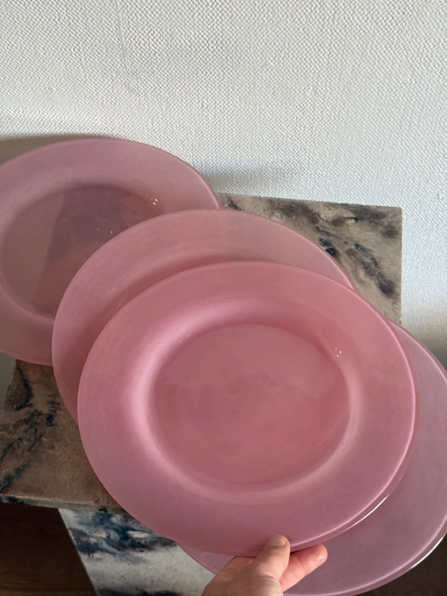glazen onderborden roze 4 st.
