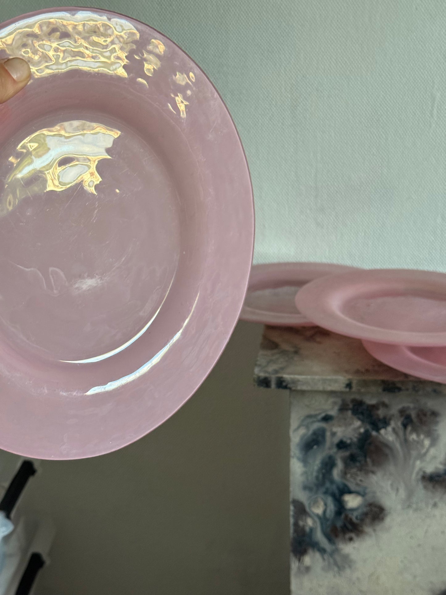 glazen onderborden roze 4 st.