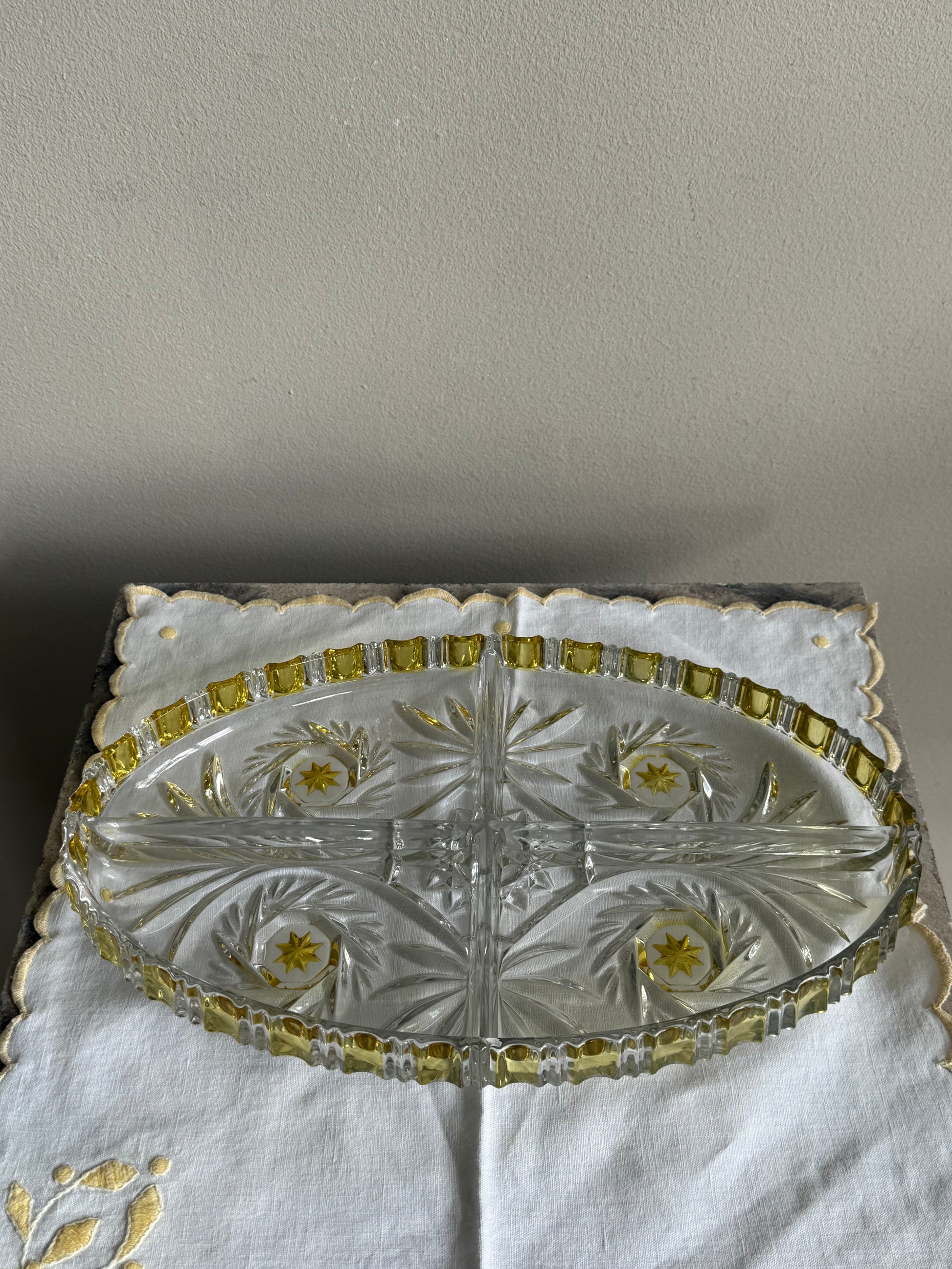 prachtig schaal geel/glas