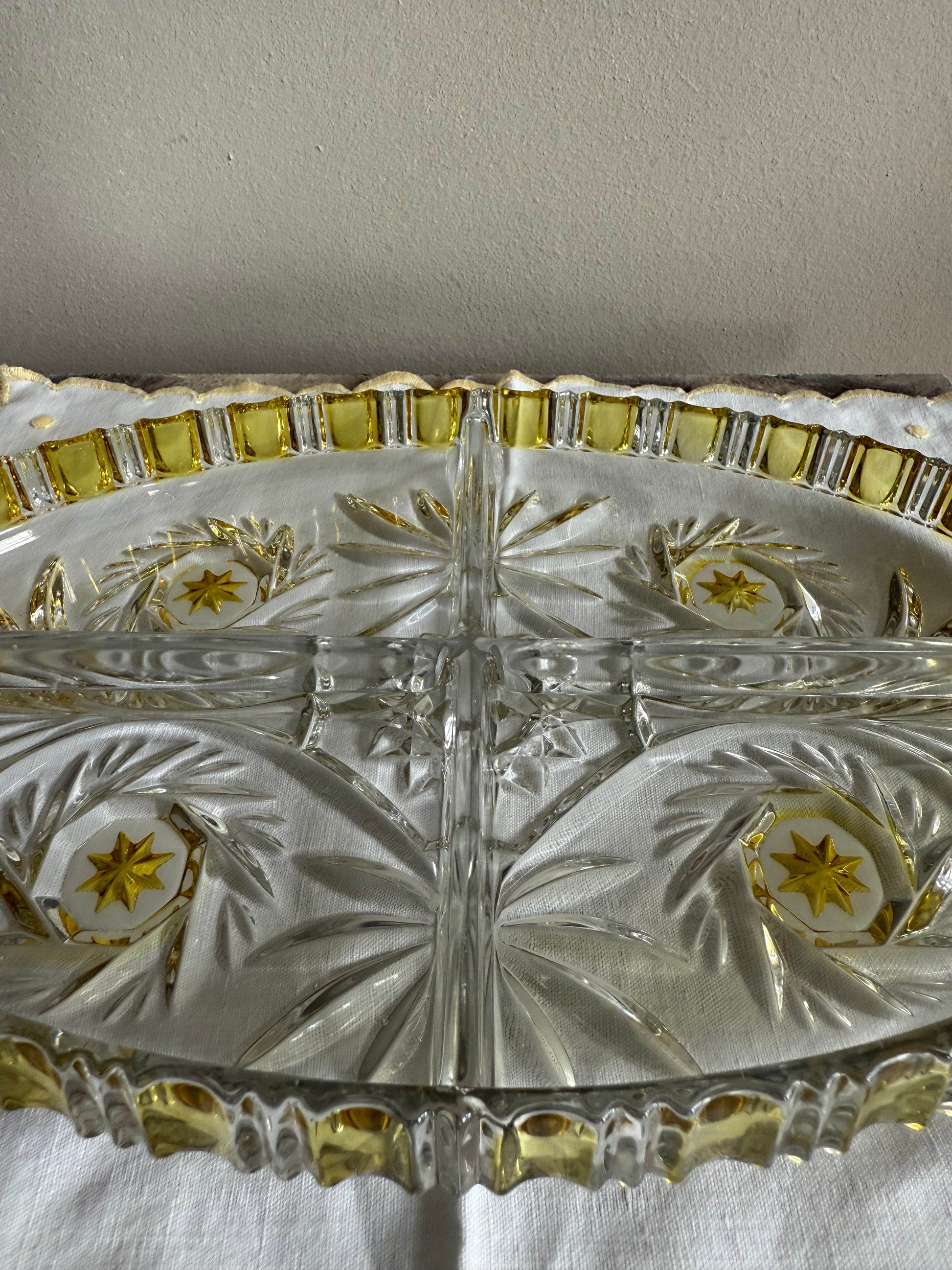 prachtig schaal geel/glas