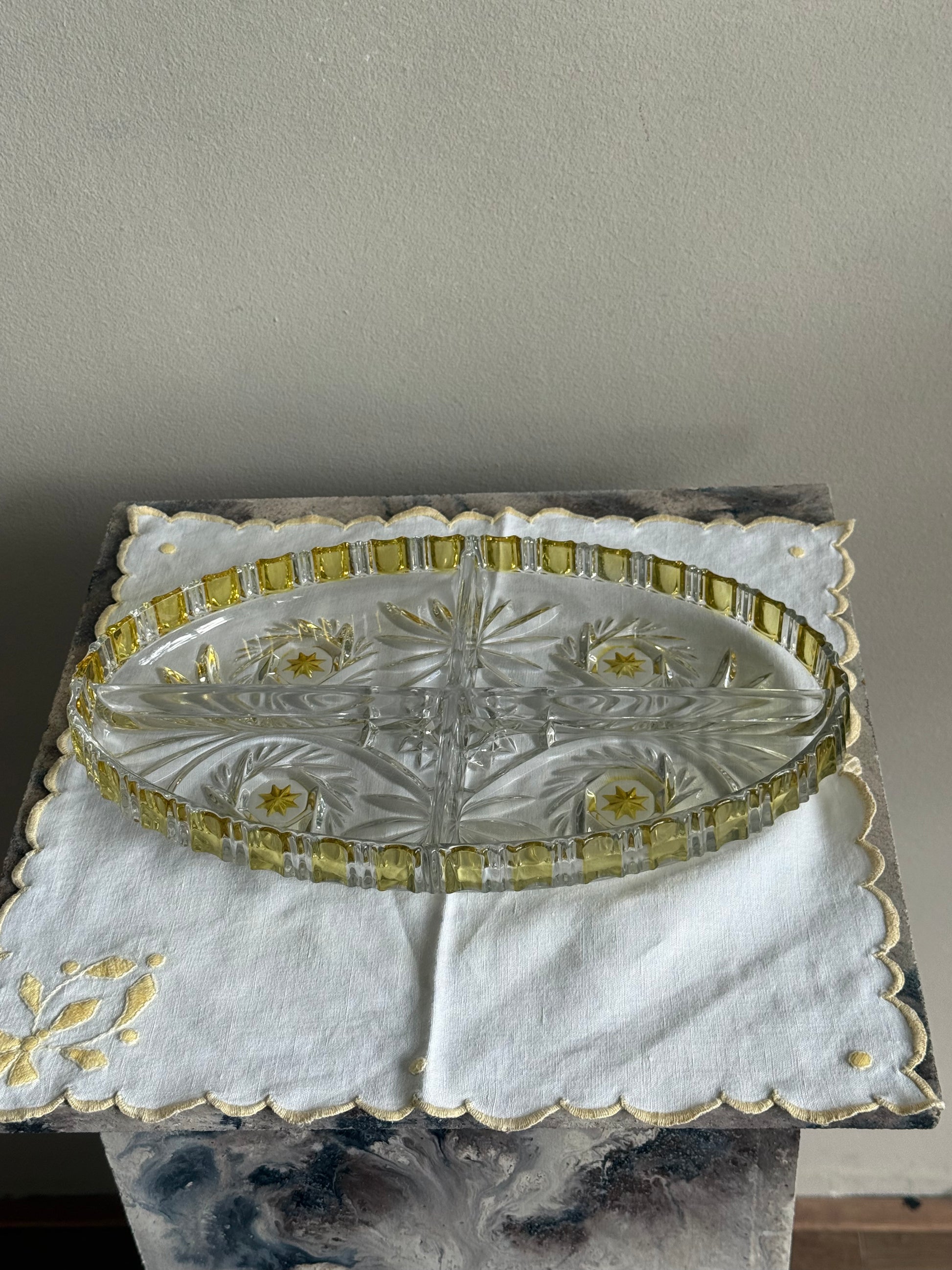 prachtig schaal geel/glas