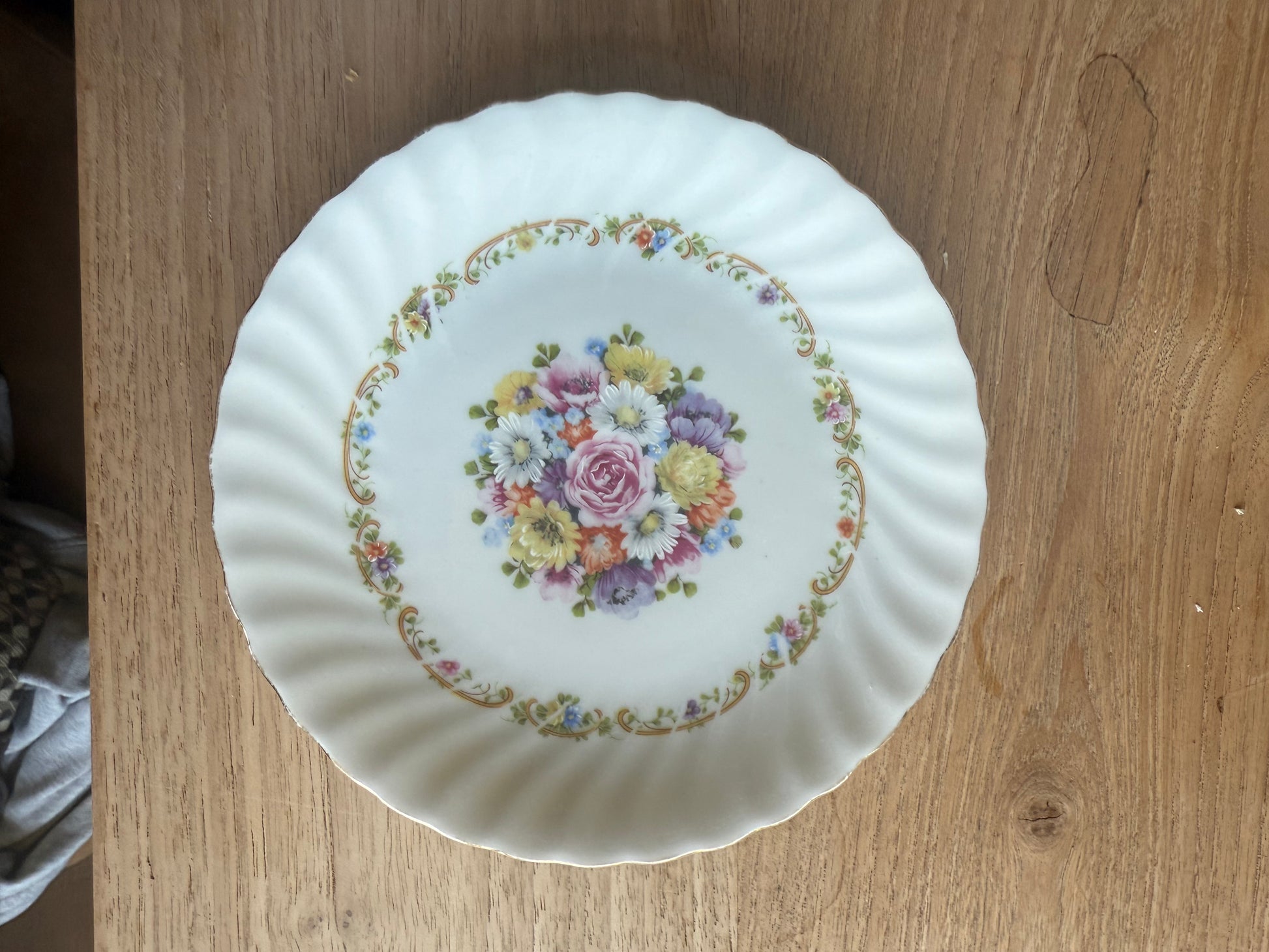 taartbord + schotel gouden rand set