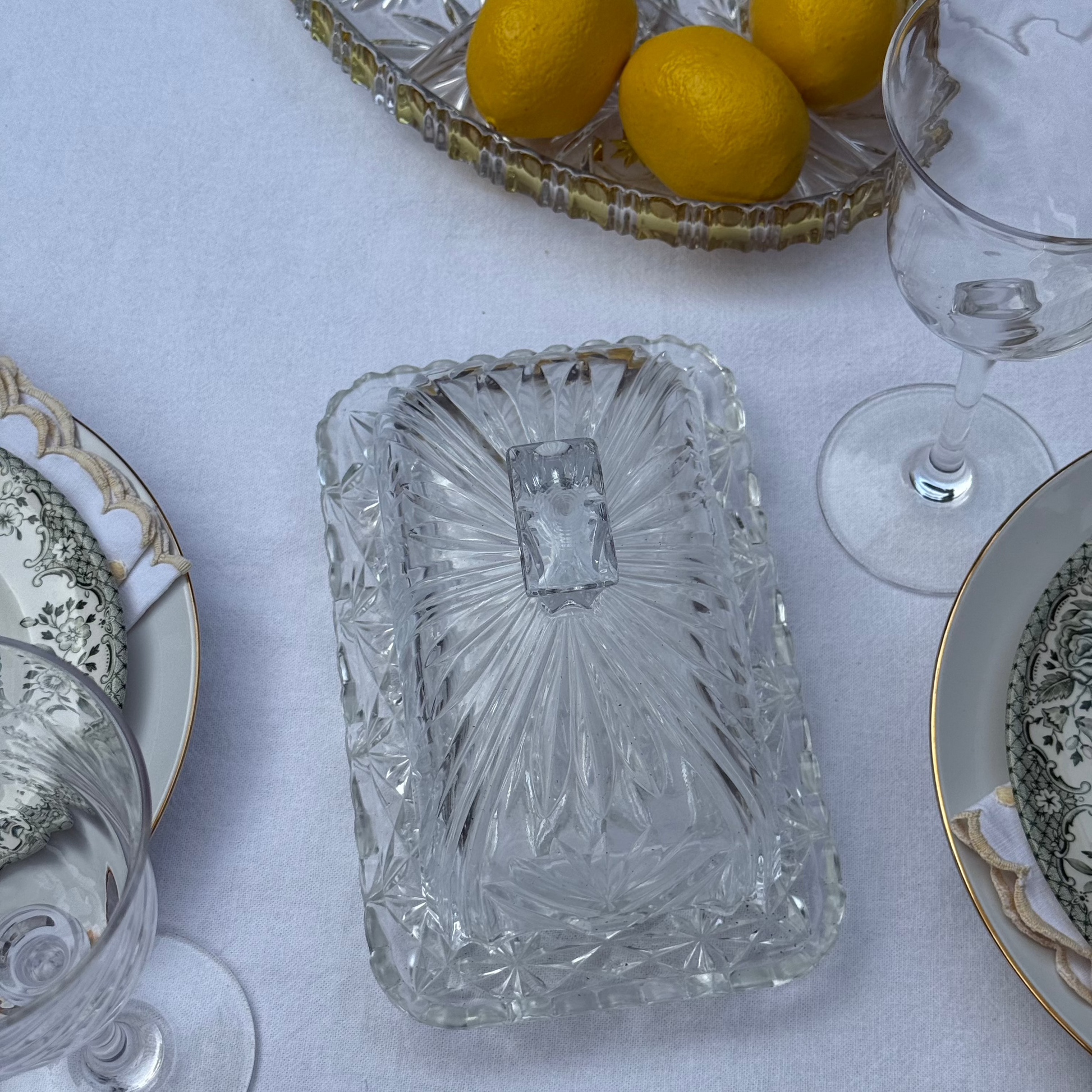 prachtige glazen botervloot/stolp