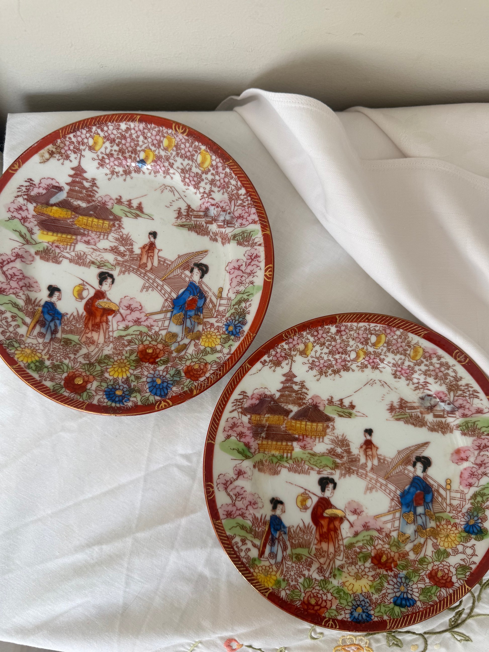 2 Japanse borden goud (incl. 2 mini bordjes)