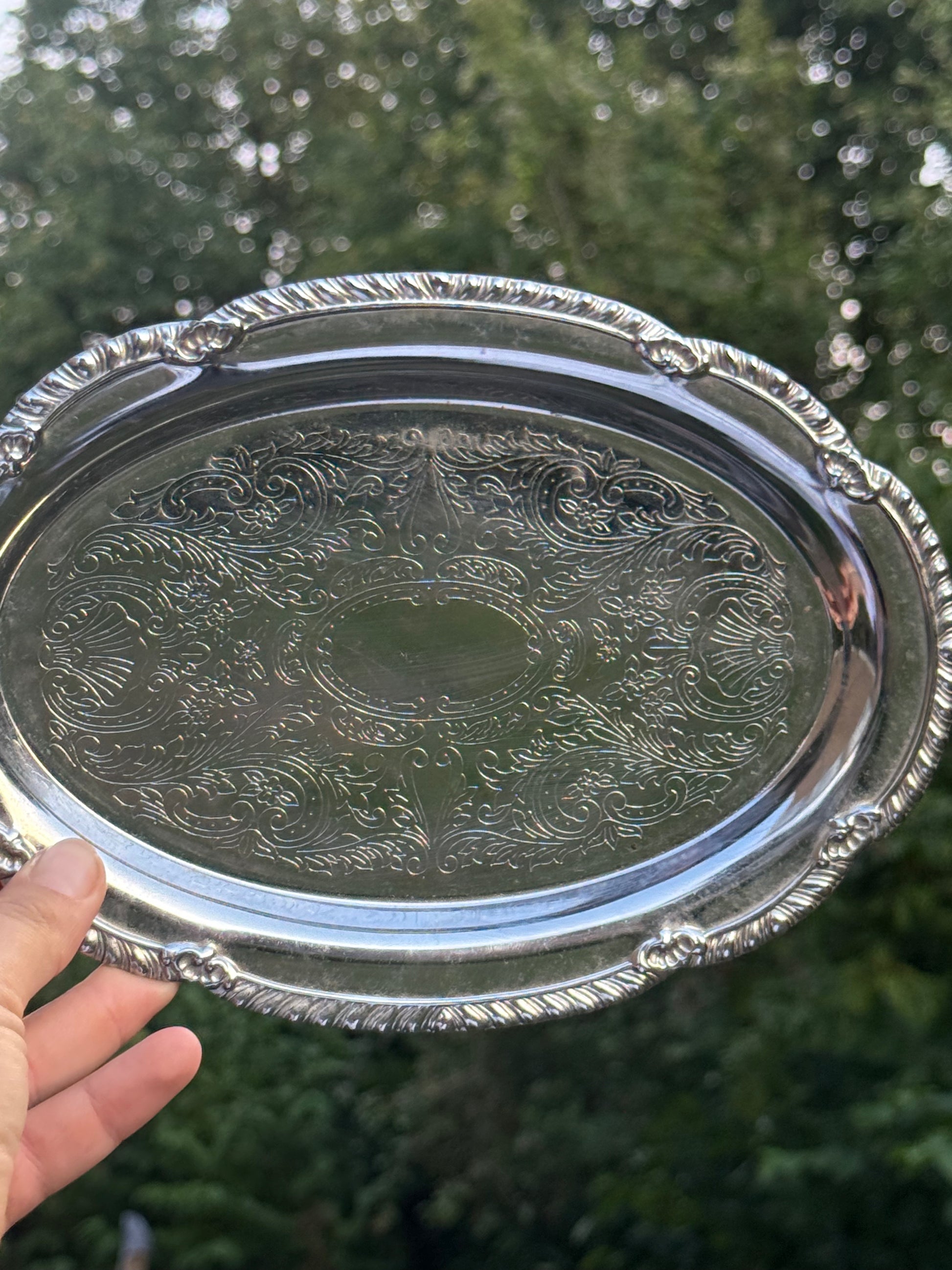 zilverkleurig schaaltje met sierrand