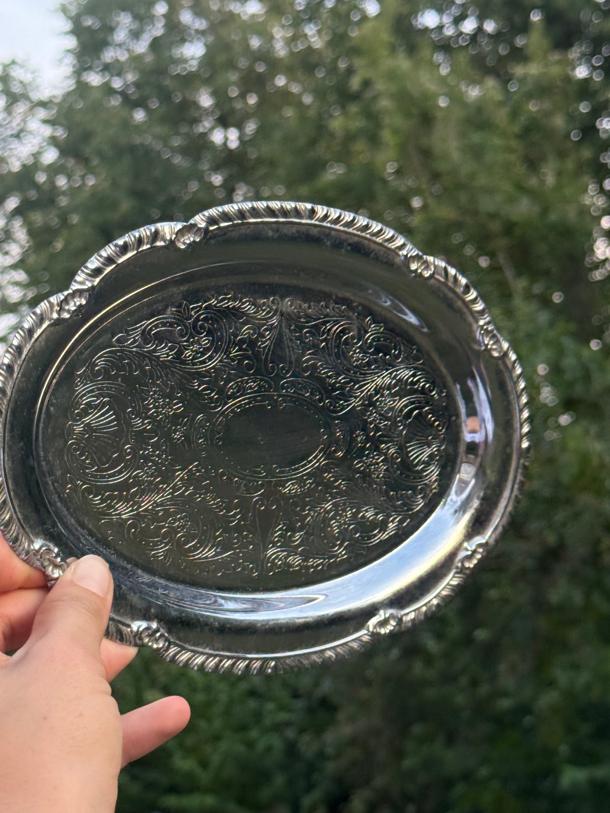 zilverkleurig schaaltje met sierrand