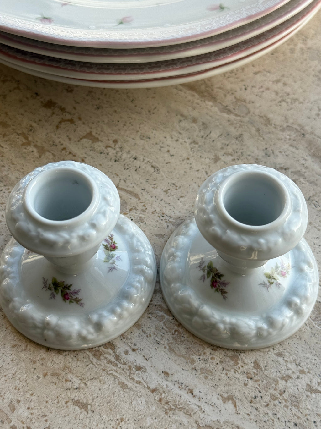 Rosenthal Germany kandelaars “maria” roze roosjes