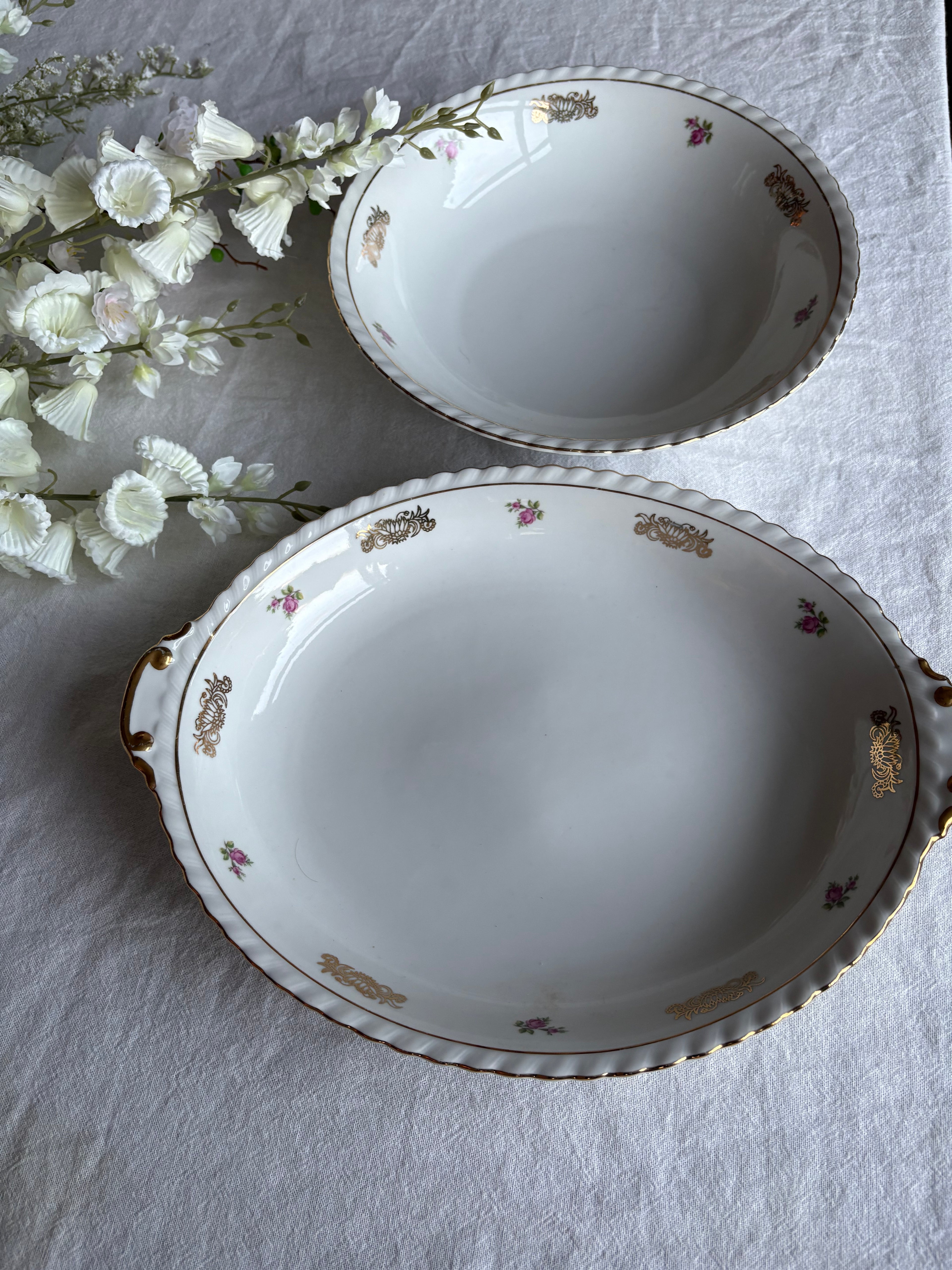 Roze rozen schalen set (& gratis thee pot)