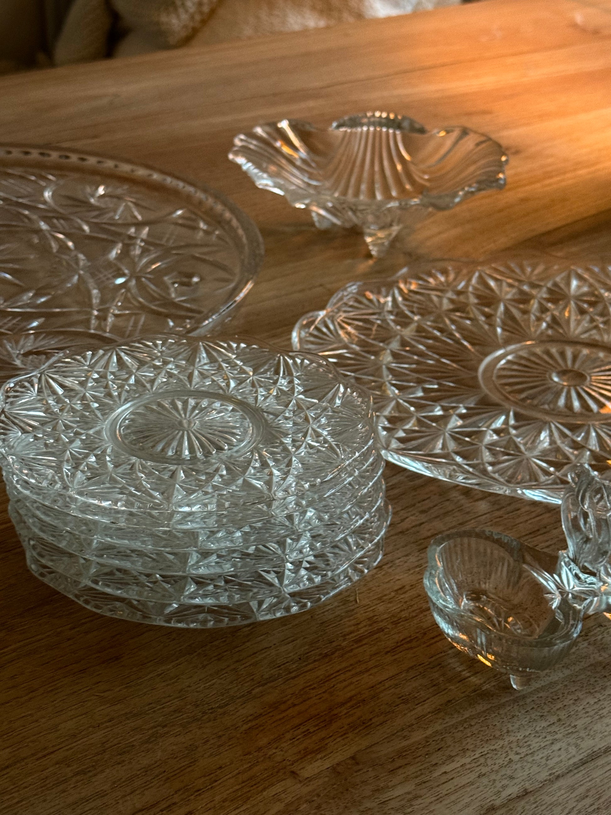 Glazen gebaksset 7 delig