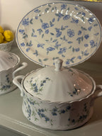 Blauwe bloemen opdek schalen 2st.