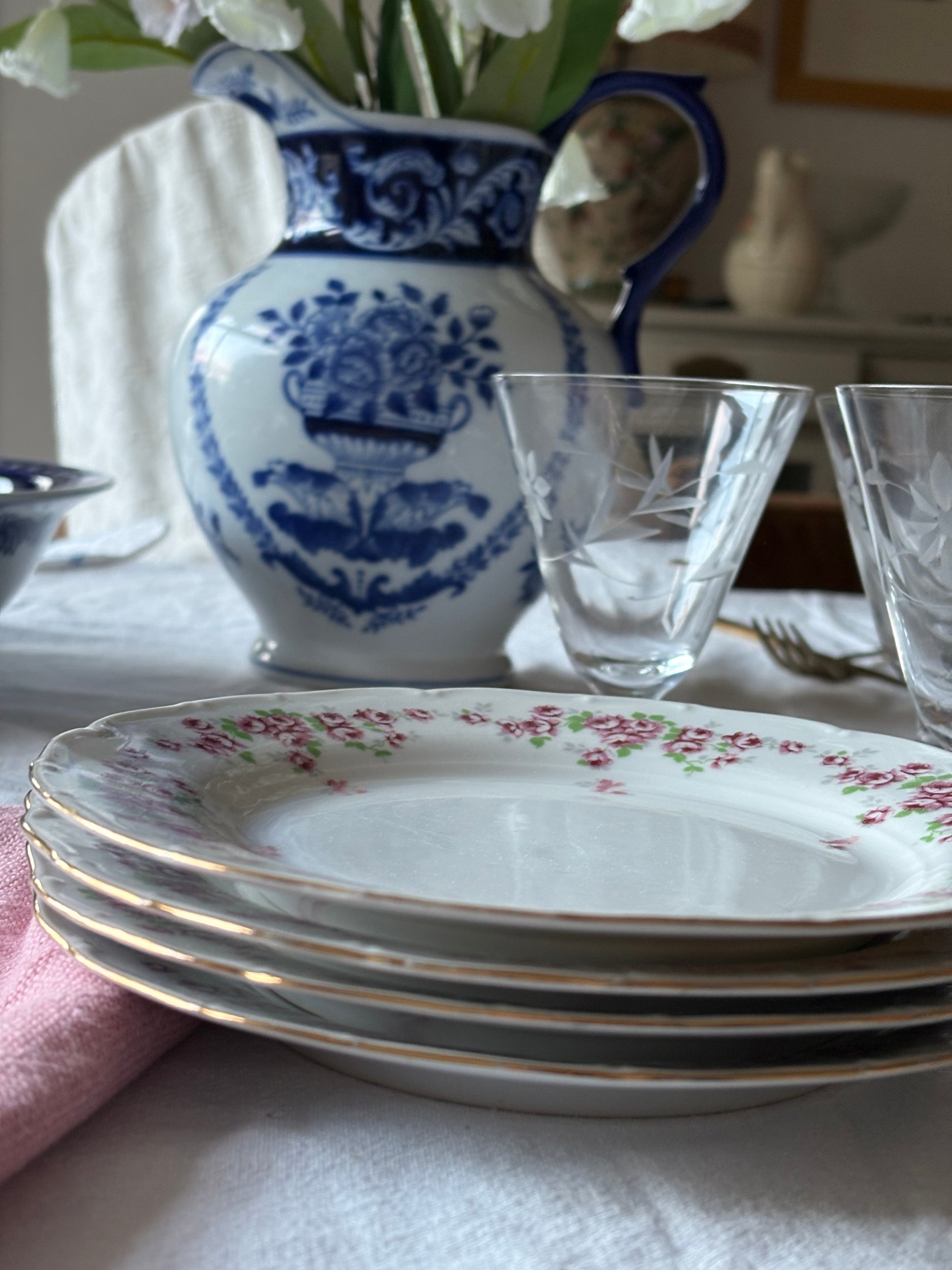 Rooskleurige ontbijtborden (4st)