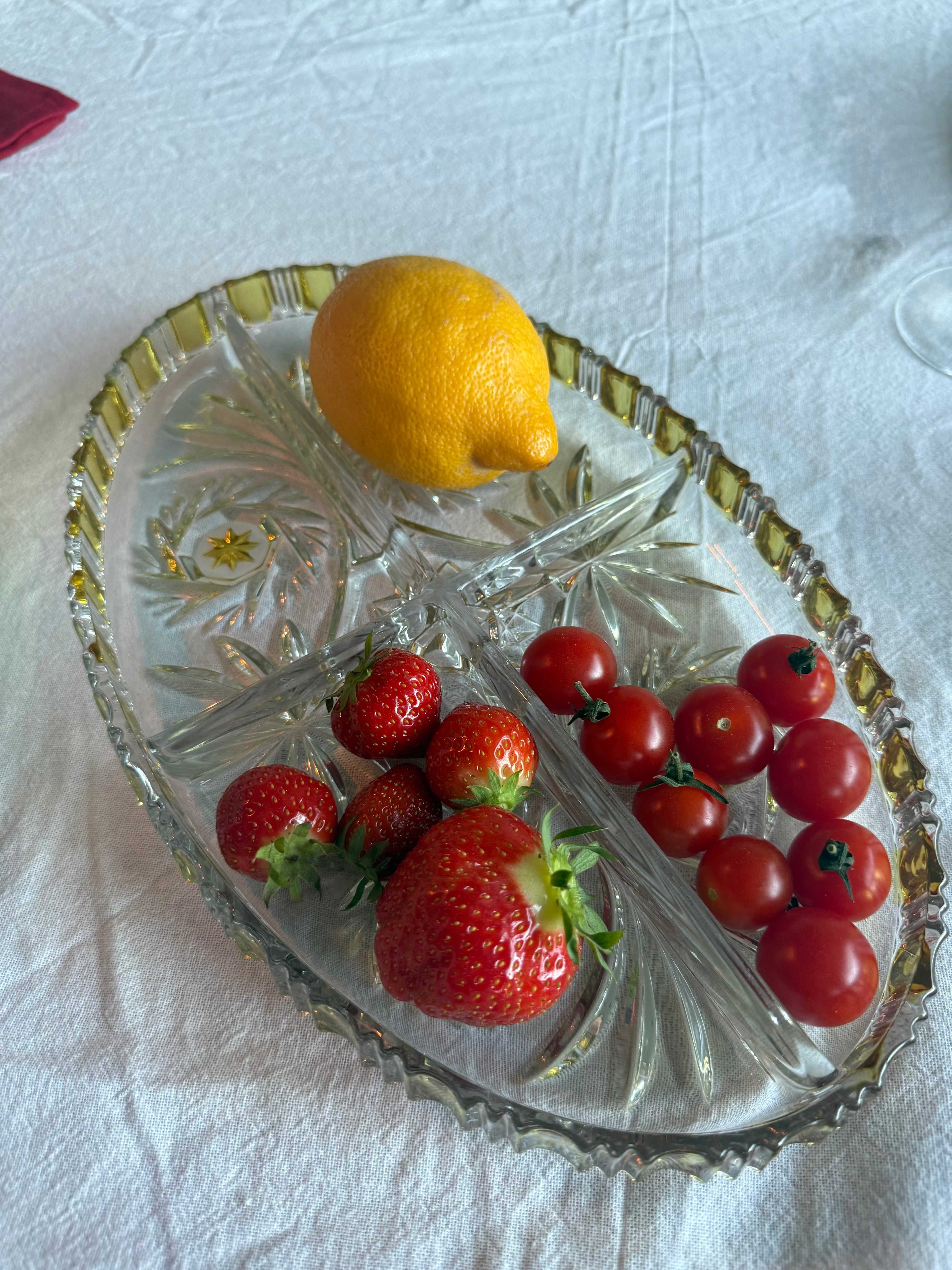 prachtig schaal geel/glas