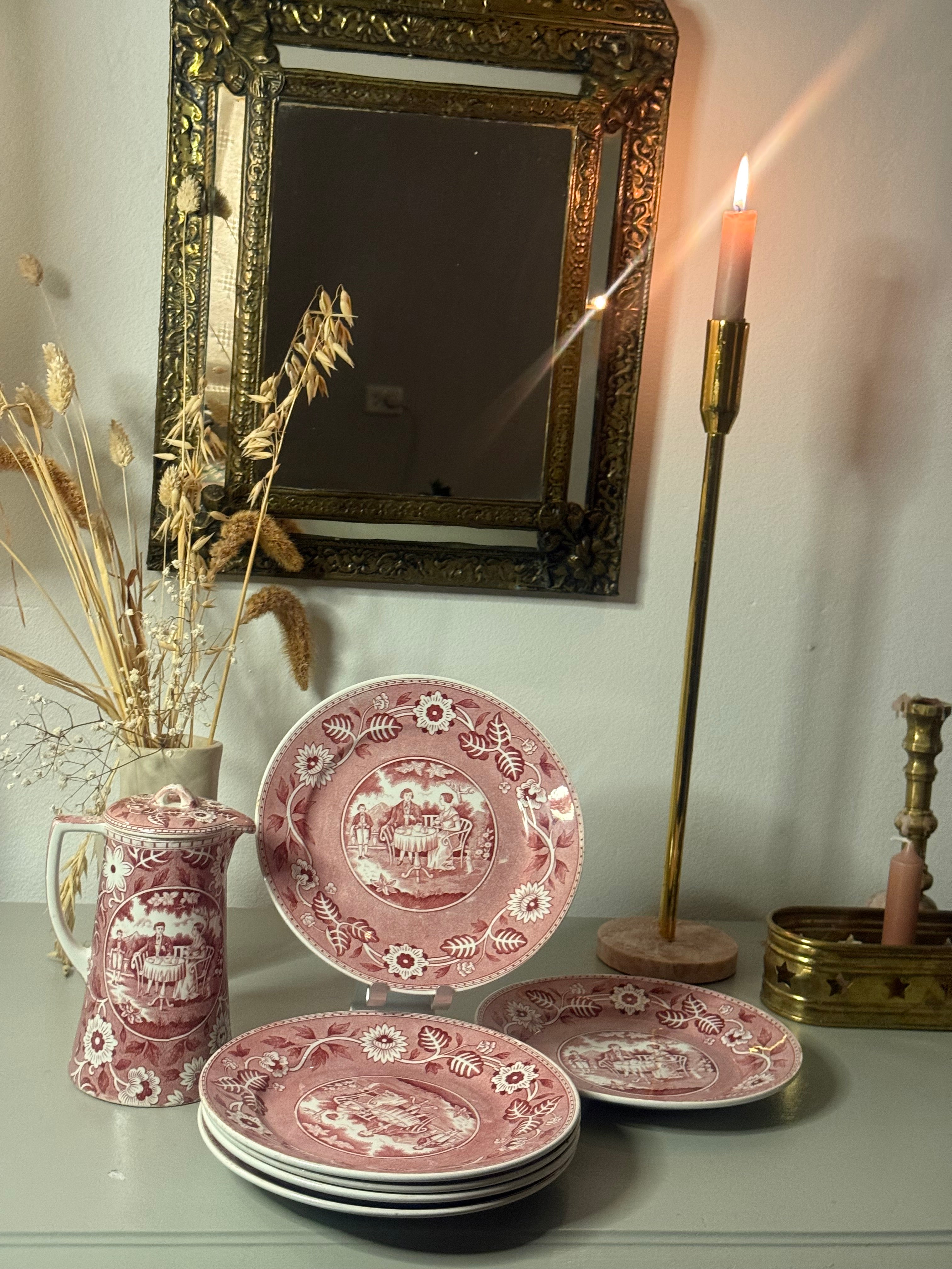 “The tea drinker” roze bordjes 6st.