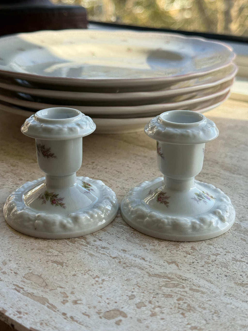 Rosenthal Germany kandelaars “maria” roze roosjes