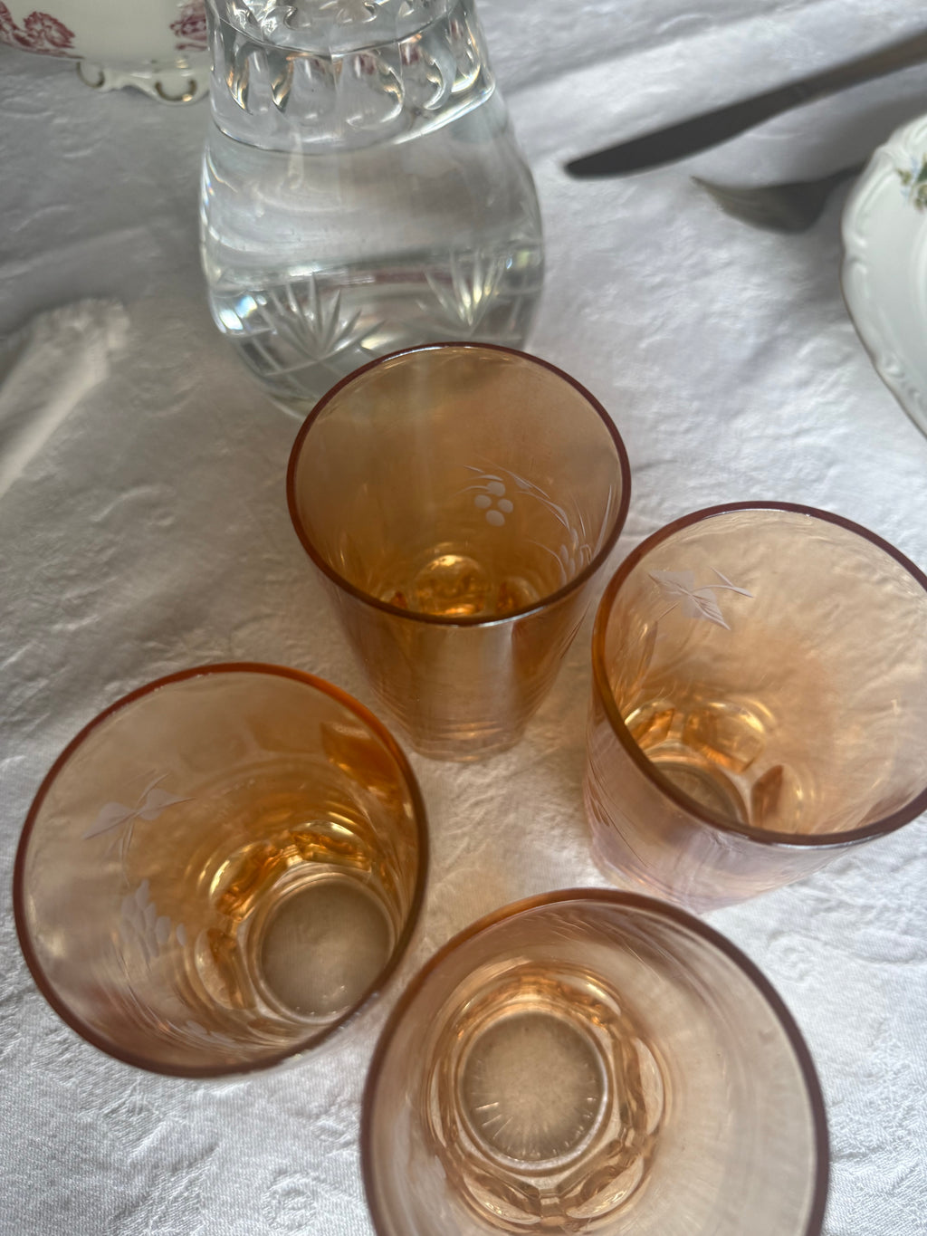 Vintage glazen goud met druifmotief