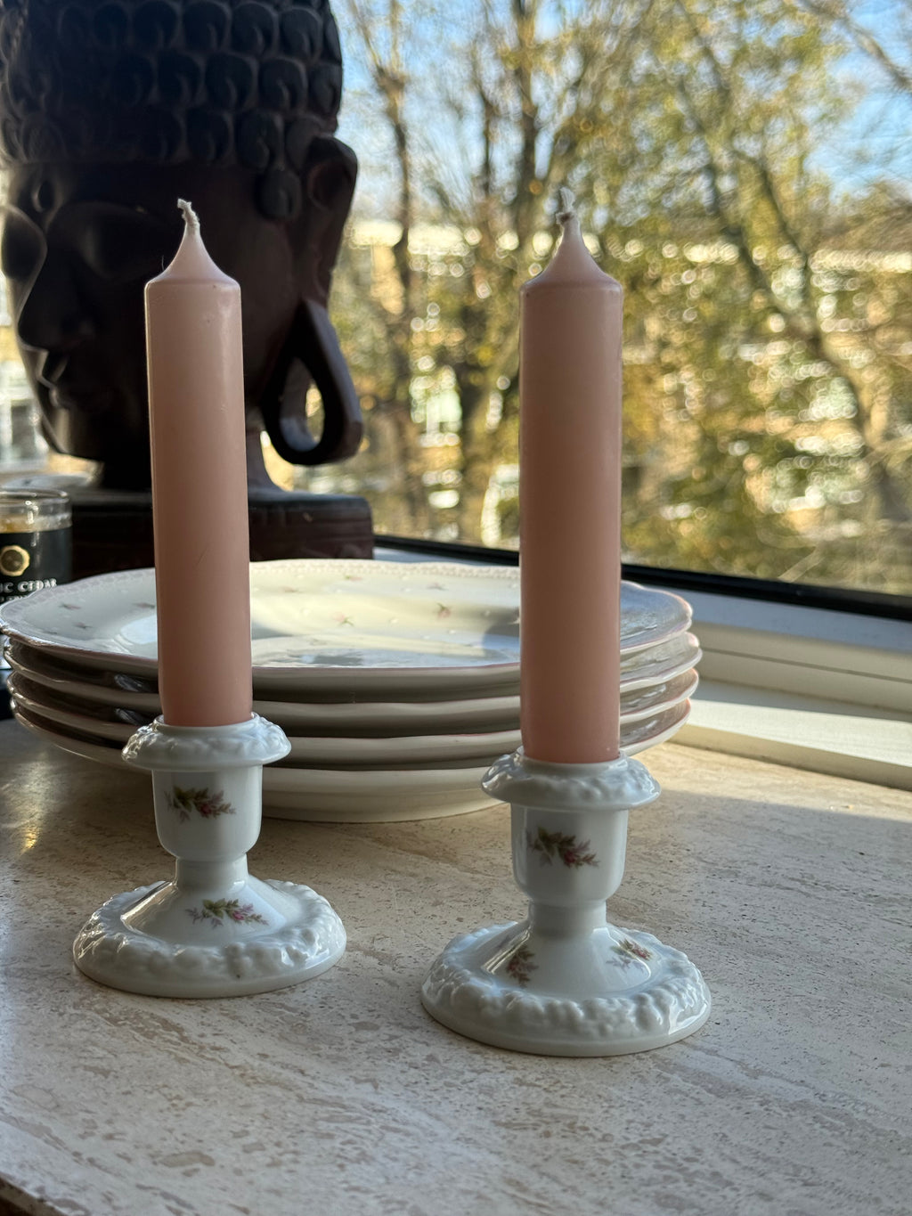 Rosenthal Germany kandelaars “maria” roze roosjes