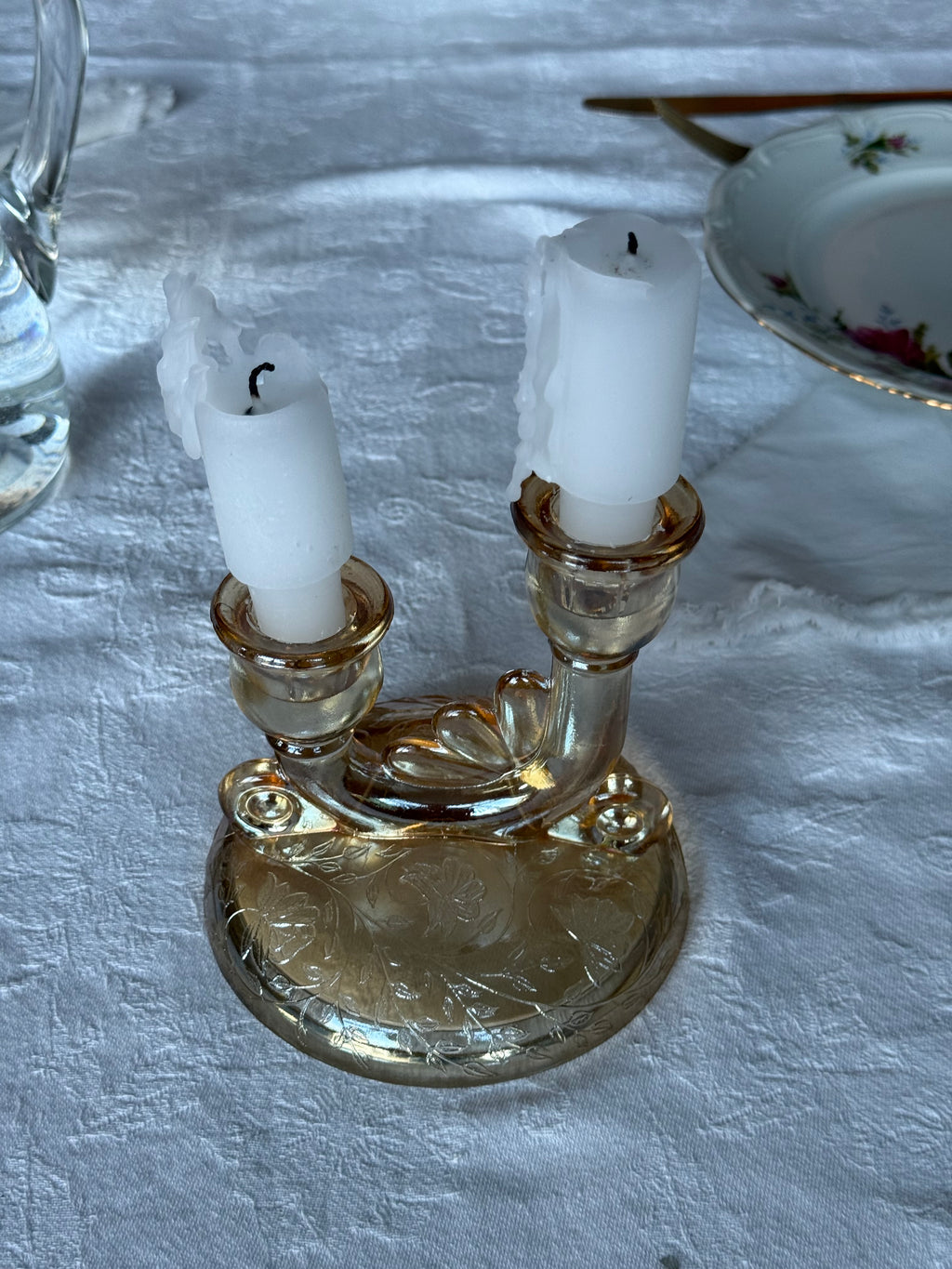 Duo kandelaar goud glas