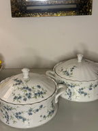 Blauwe bloemen opdek schalen 2st.