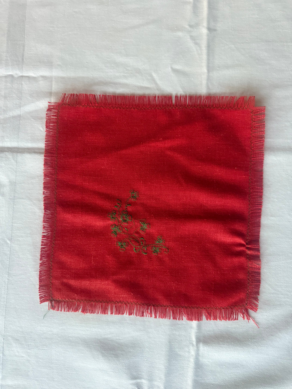 kerst servetten met groen borduursel 7st.