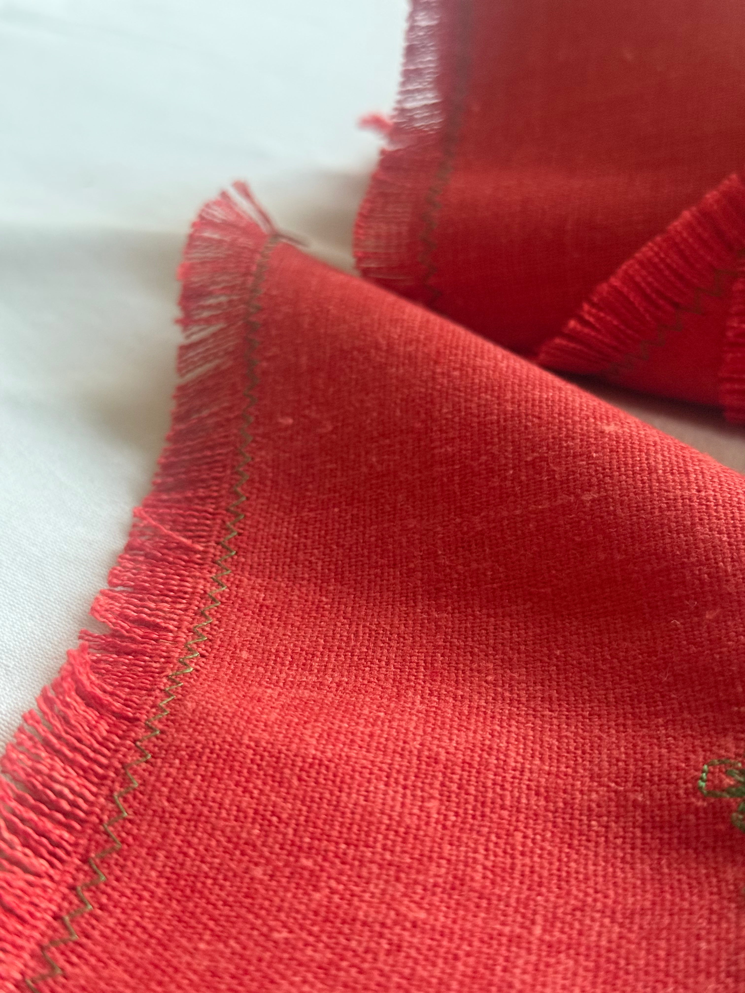 kerst servetten met groen borduursel 7st.