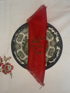 kerst servetten met groen borduursel 7st.