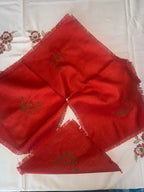 kerst servetten met groen borduursel 7st.