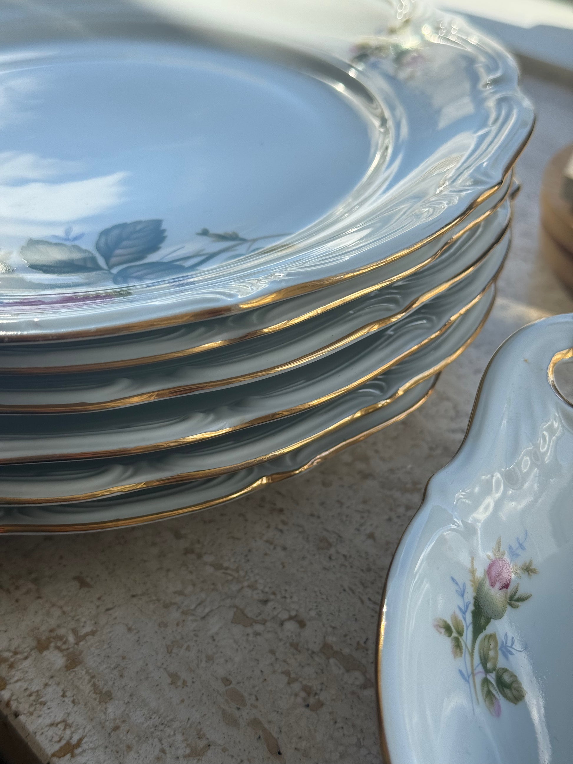 roze rozen borden set 8-delig