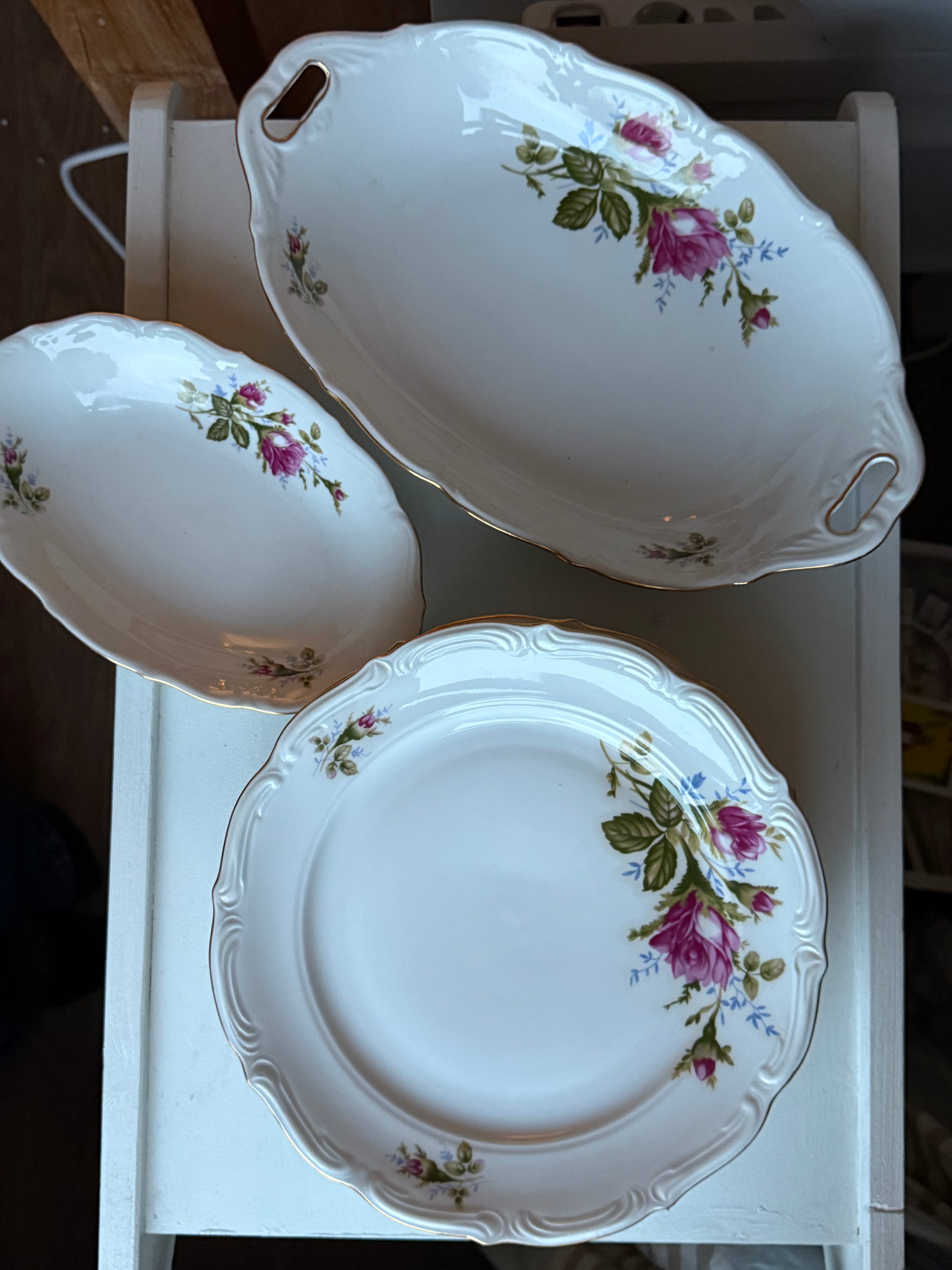 roze rozen borden set 8-delig