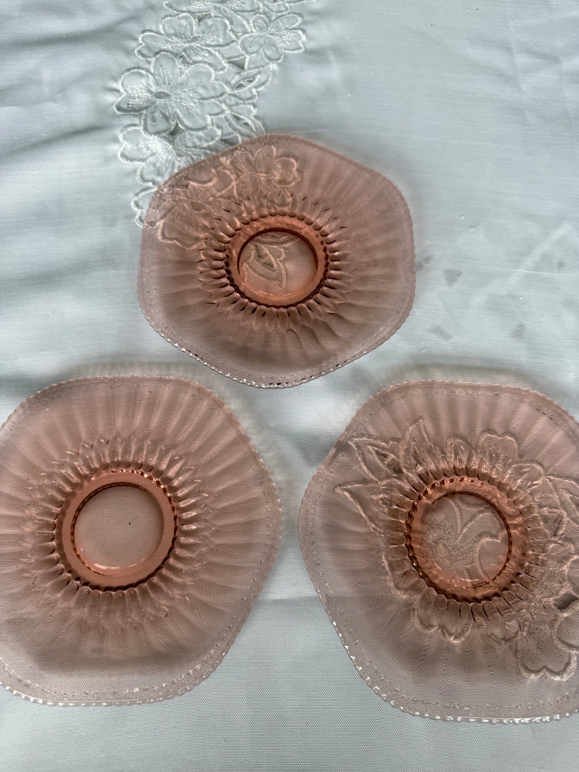 vintage roze taart schotels 3st.