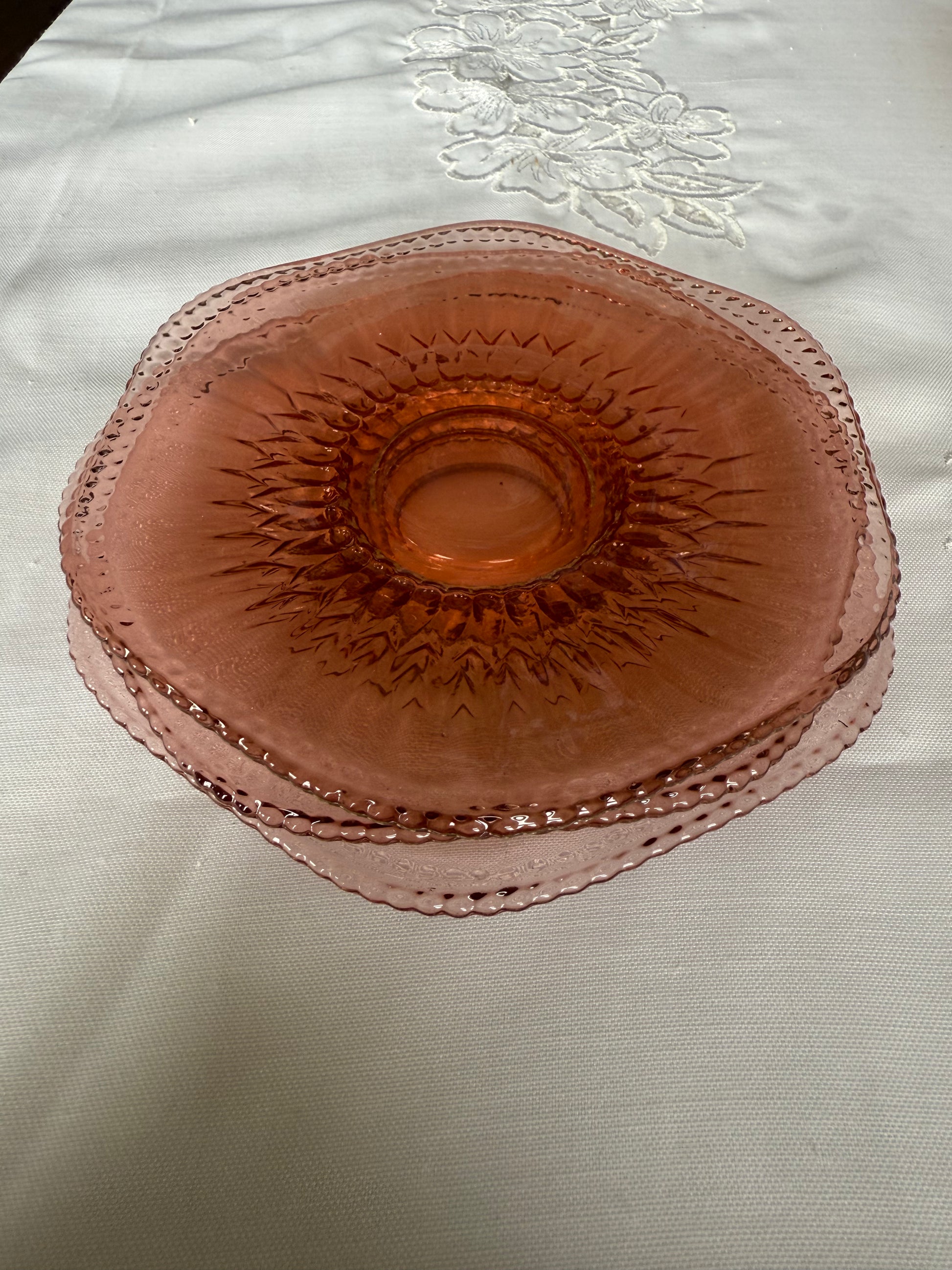 vintage roze taart schotels 3st.