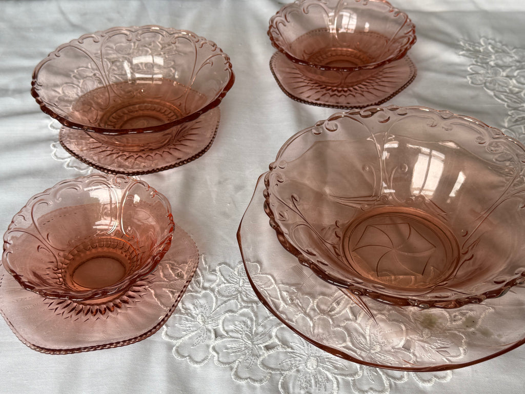 vintage roze taart schotels 3st.