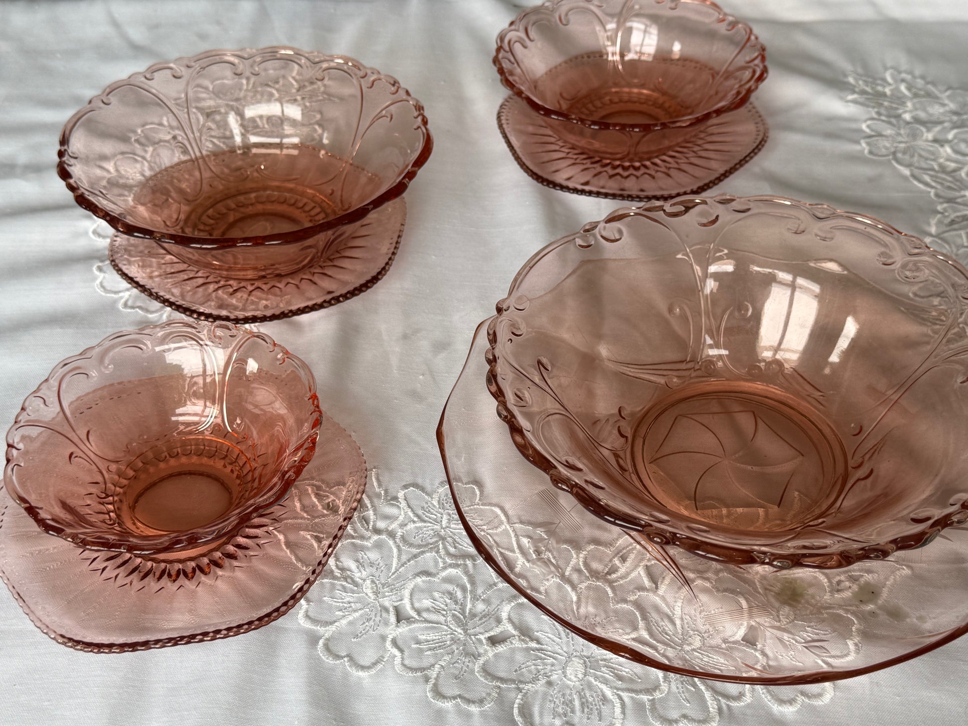 vintage roze taart schotels 3st.