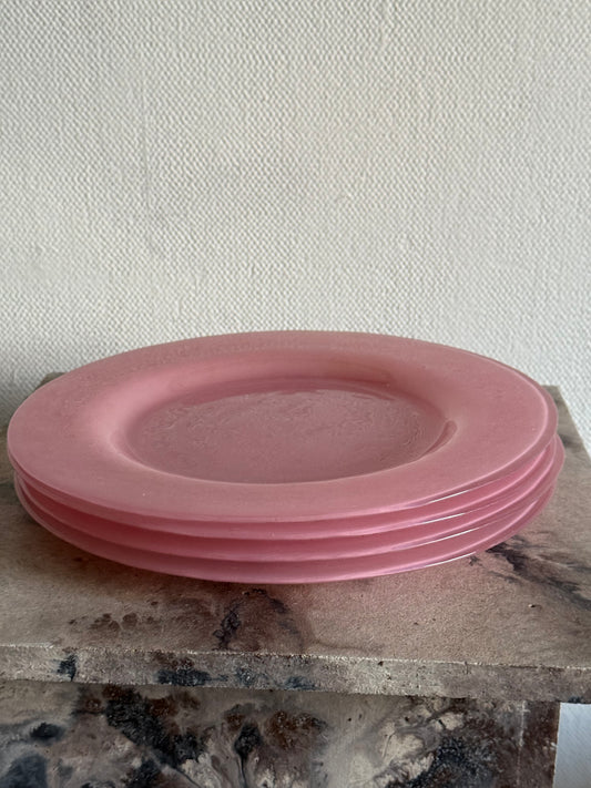 glazen onderborden roze 4 st.
