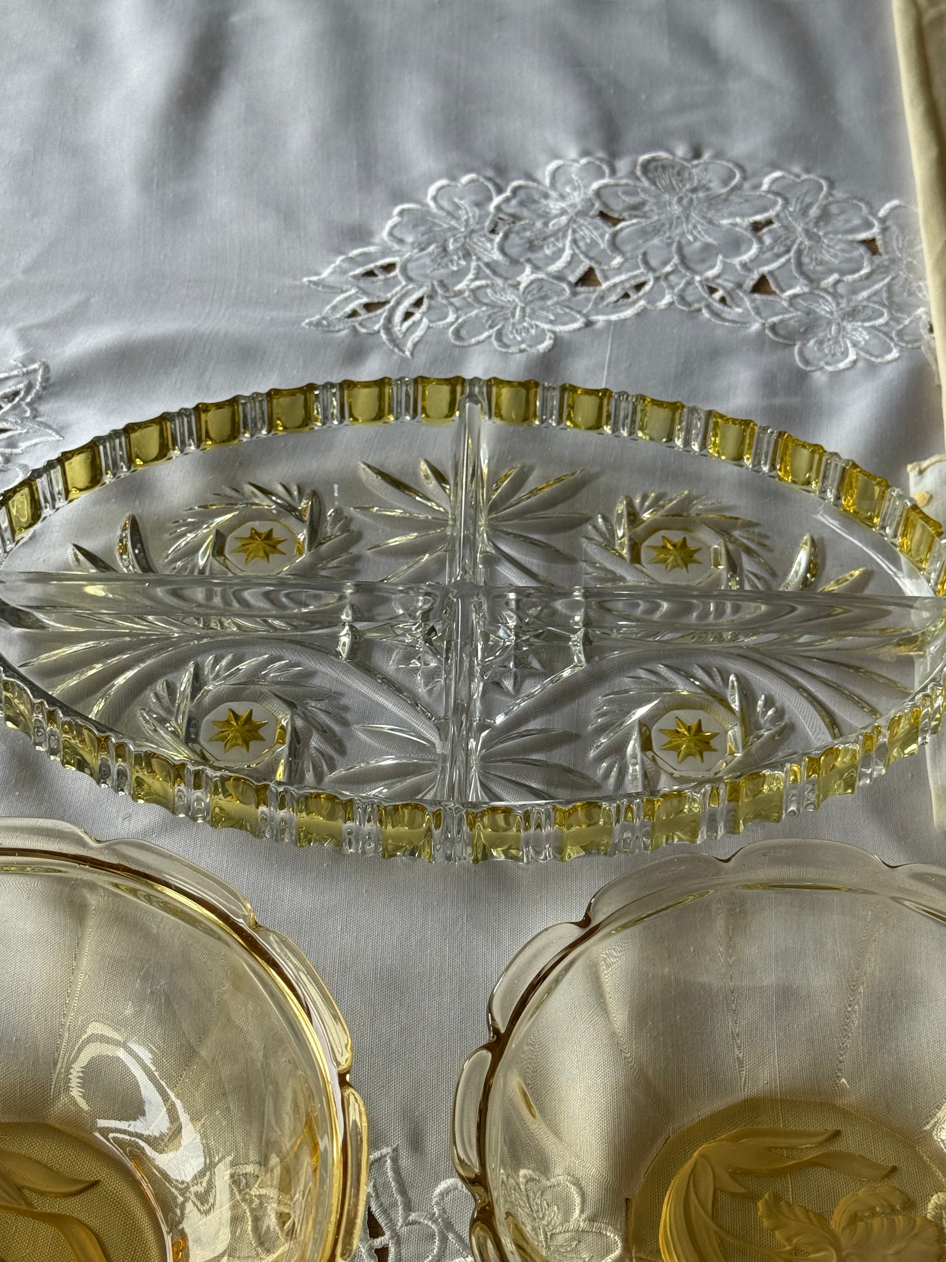 prachtig schaal geel/glas