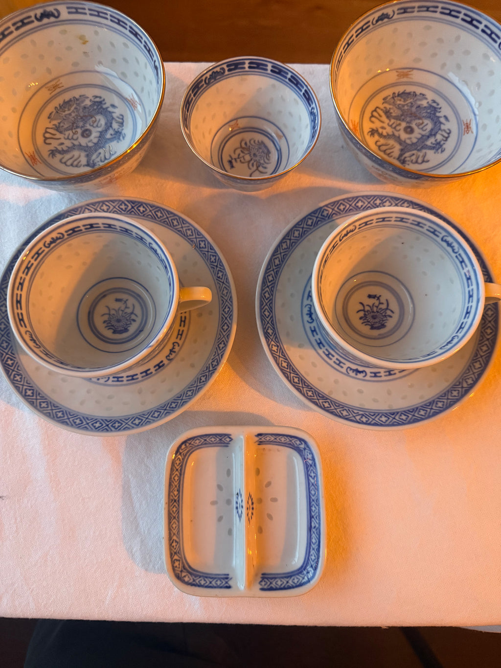 theezakjes bordje rijstkorrel motief China