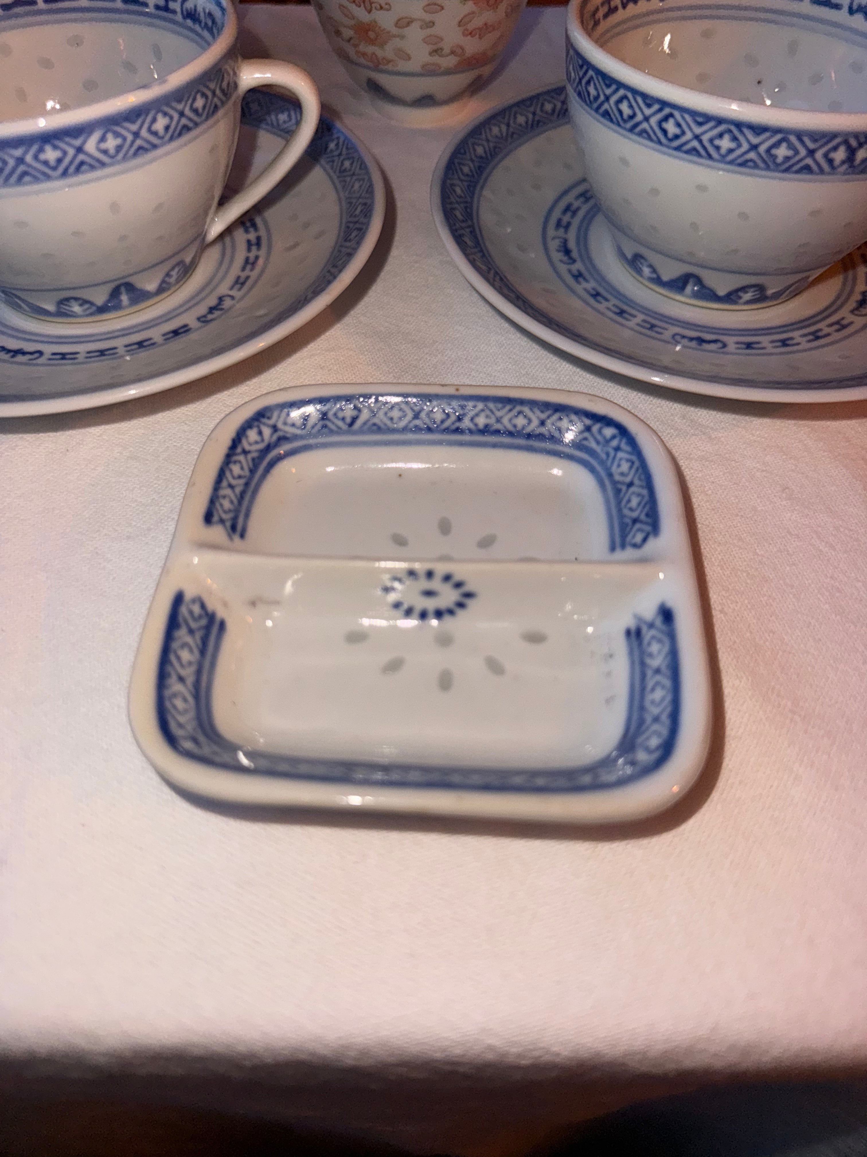 theezakjes bordje rijstkorrel motief China