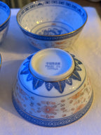 porseleinen soepkommen & lepels  gouden randje en draken (4st)