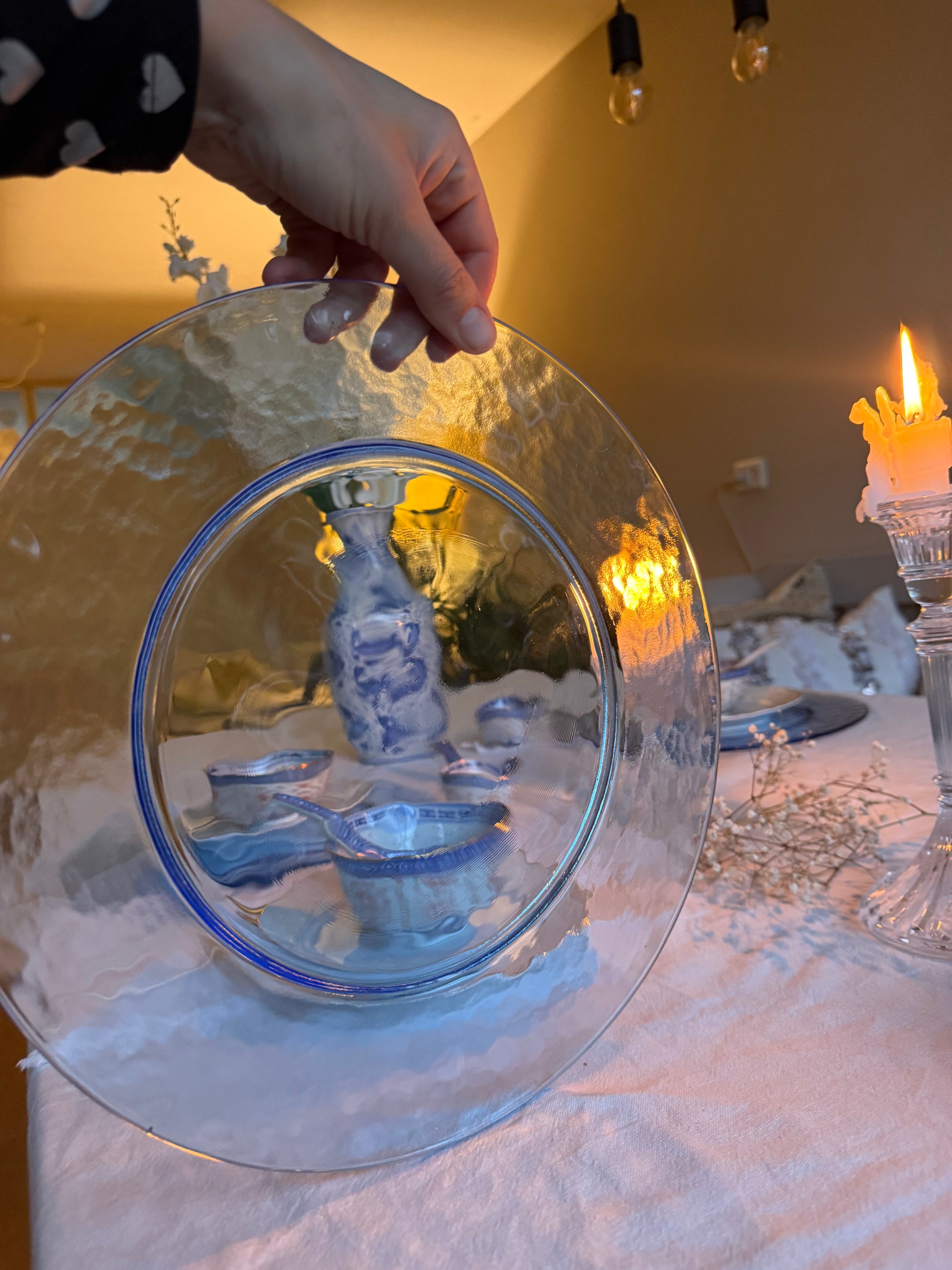 Blauwe ' onderborden' van glas (4st)