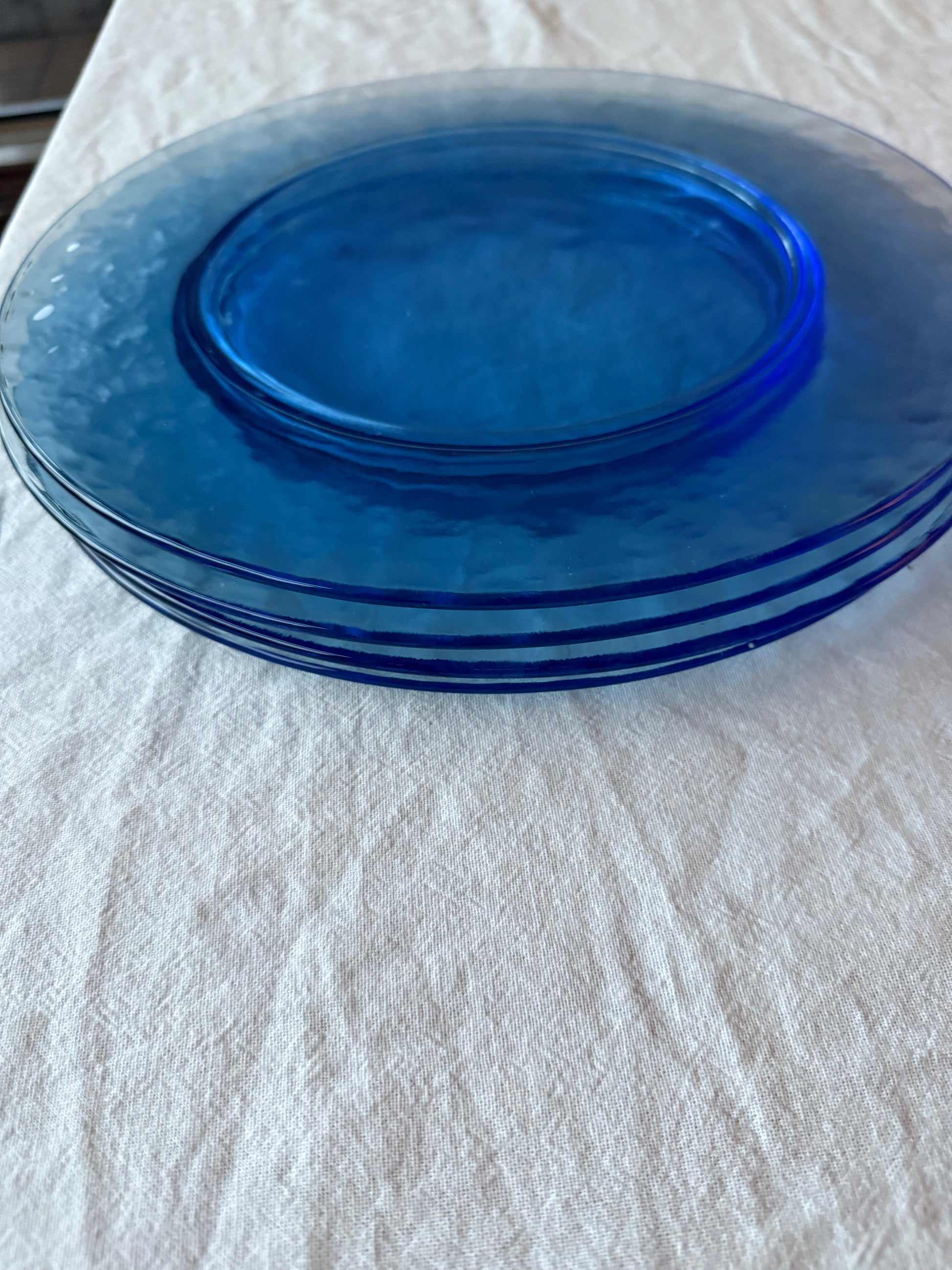 Blauwe ' onderborden' van glas (4st)