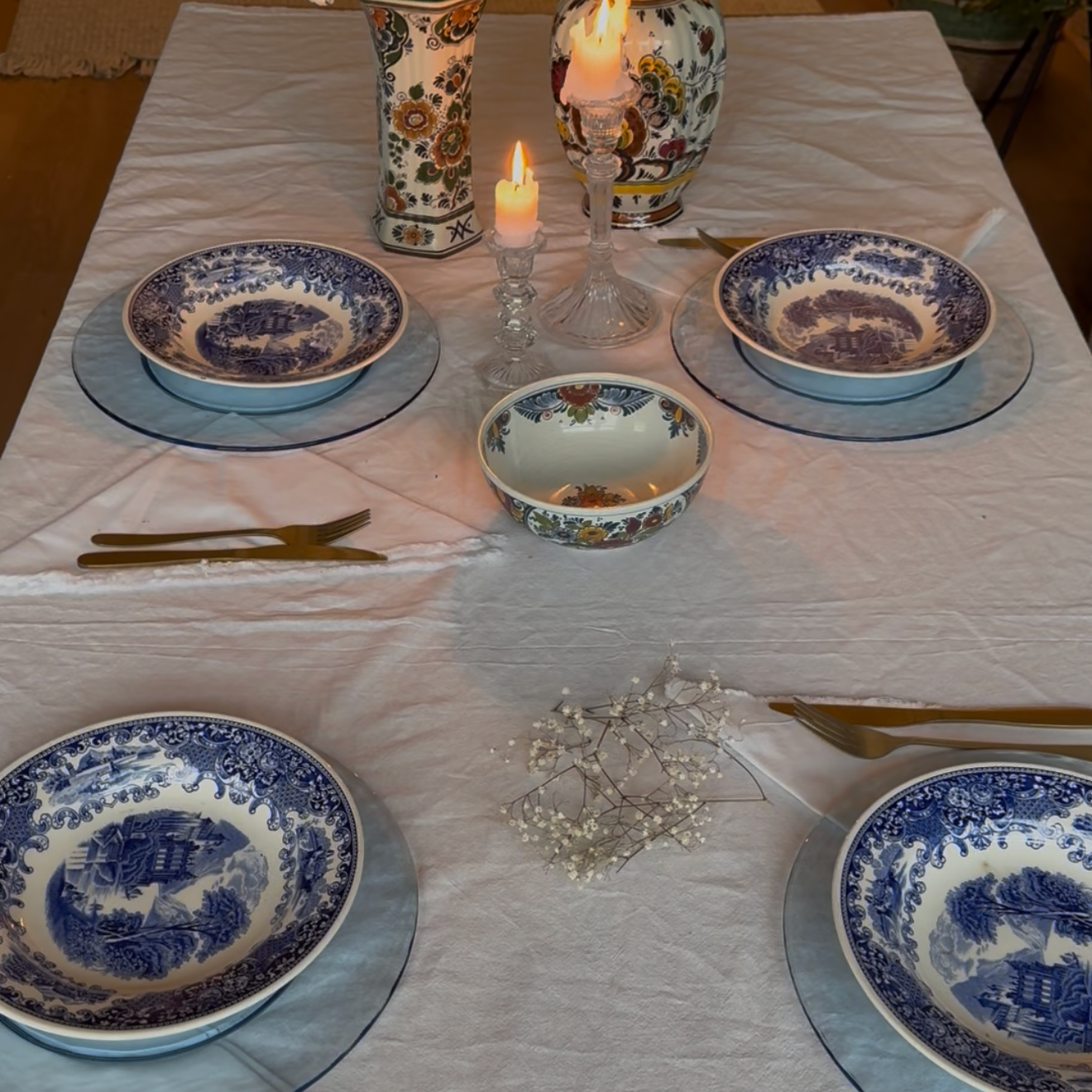 Blauwe ' onderborden' van glas (4st)