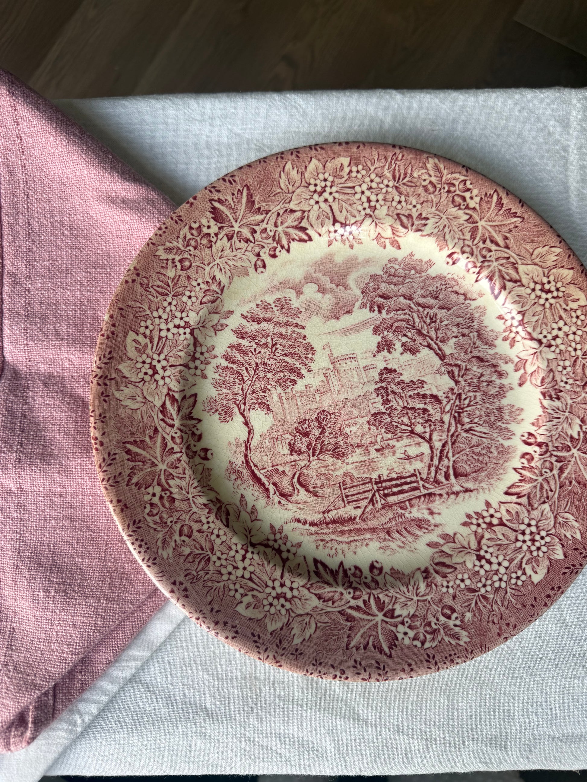 groot bord & kommetje oud roze