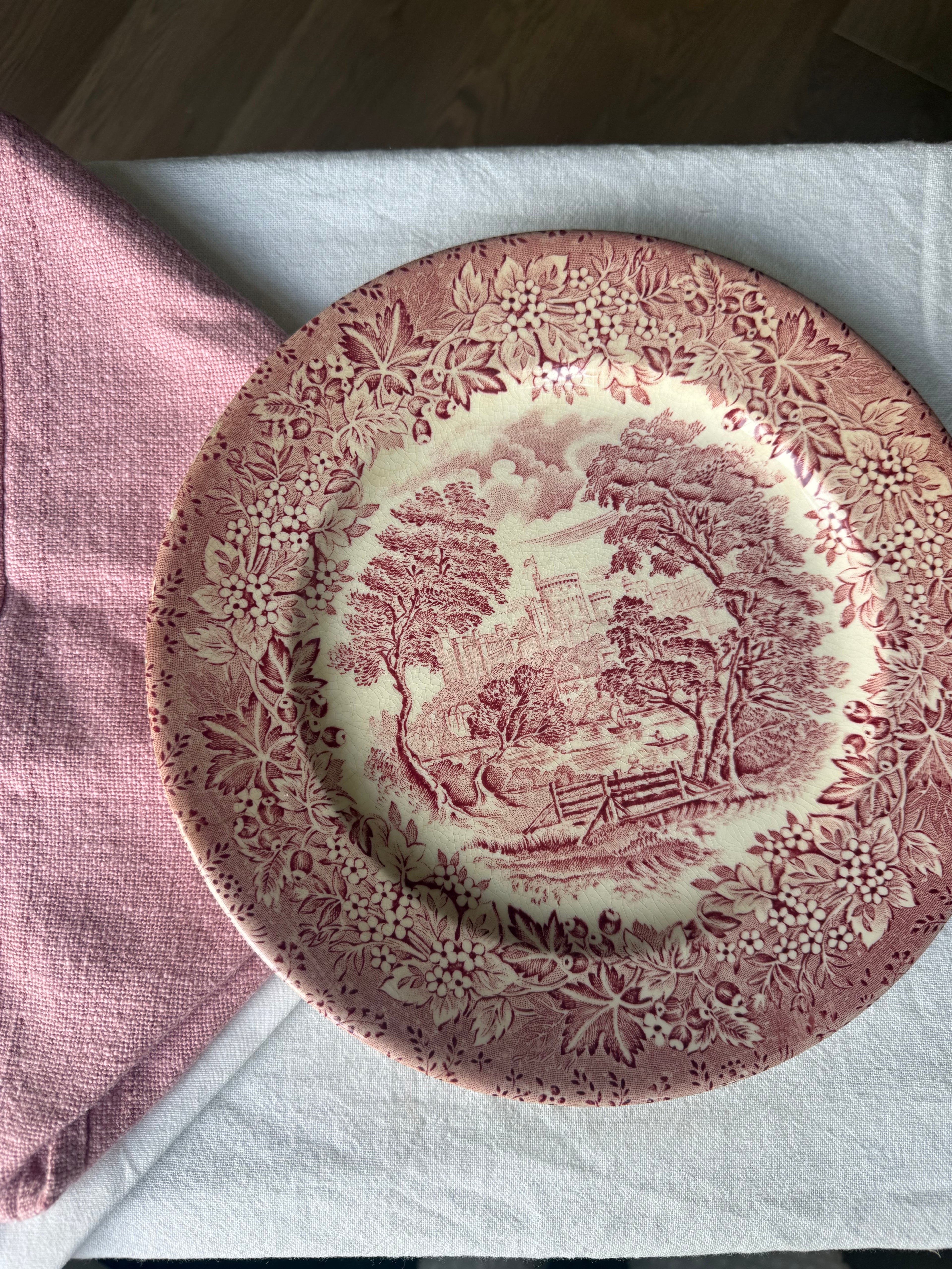 groot bord & kommetje oud roze