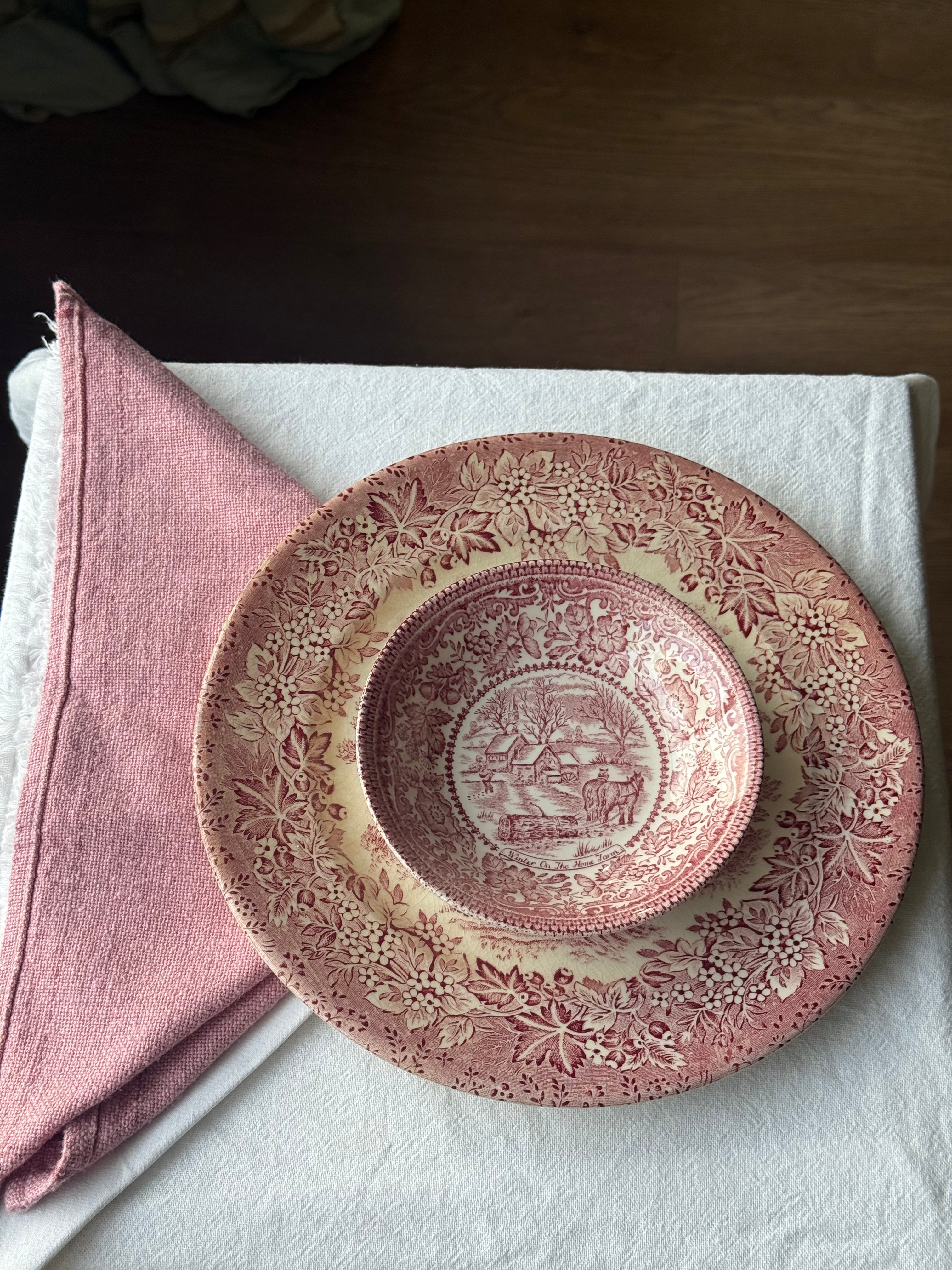 groot bord & kommetje oud roze