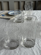 2st. grote  vintage waterglazen gegraveerde druiven werkje