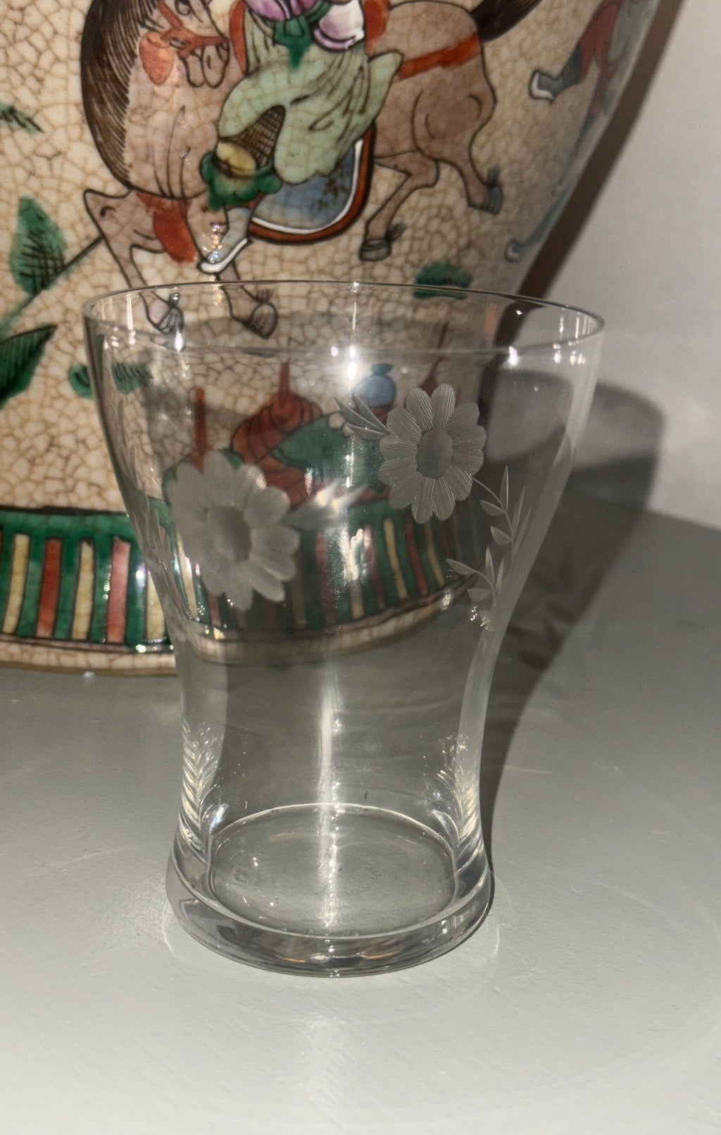 drink glazen gegraveerde bloemen (4st)