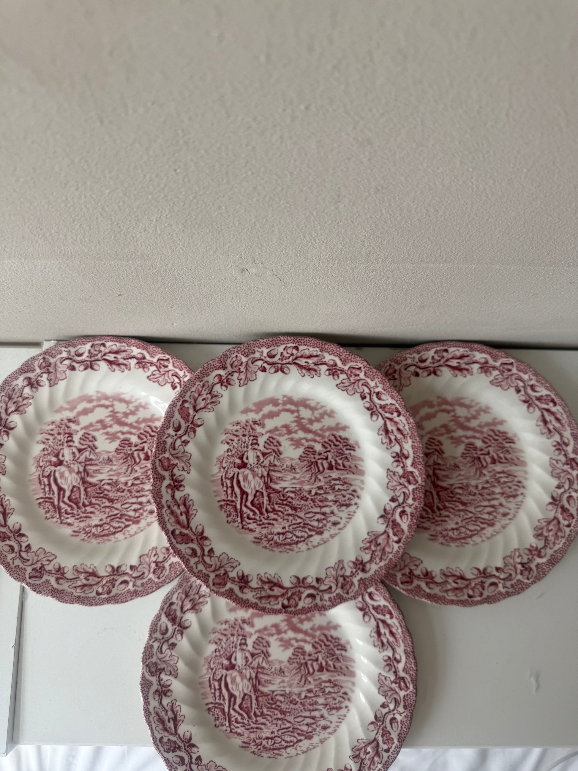 roze ontbijtbordjes 4st. van myotts staffordshire