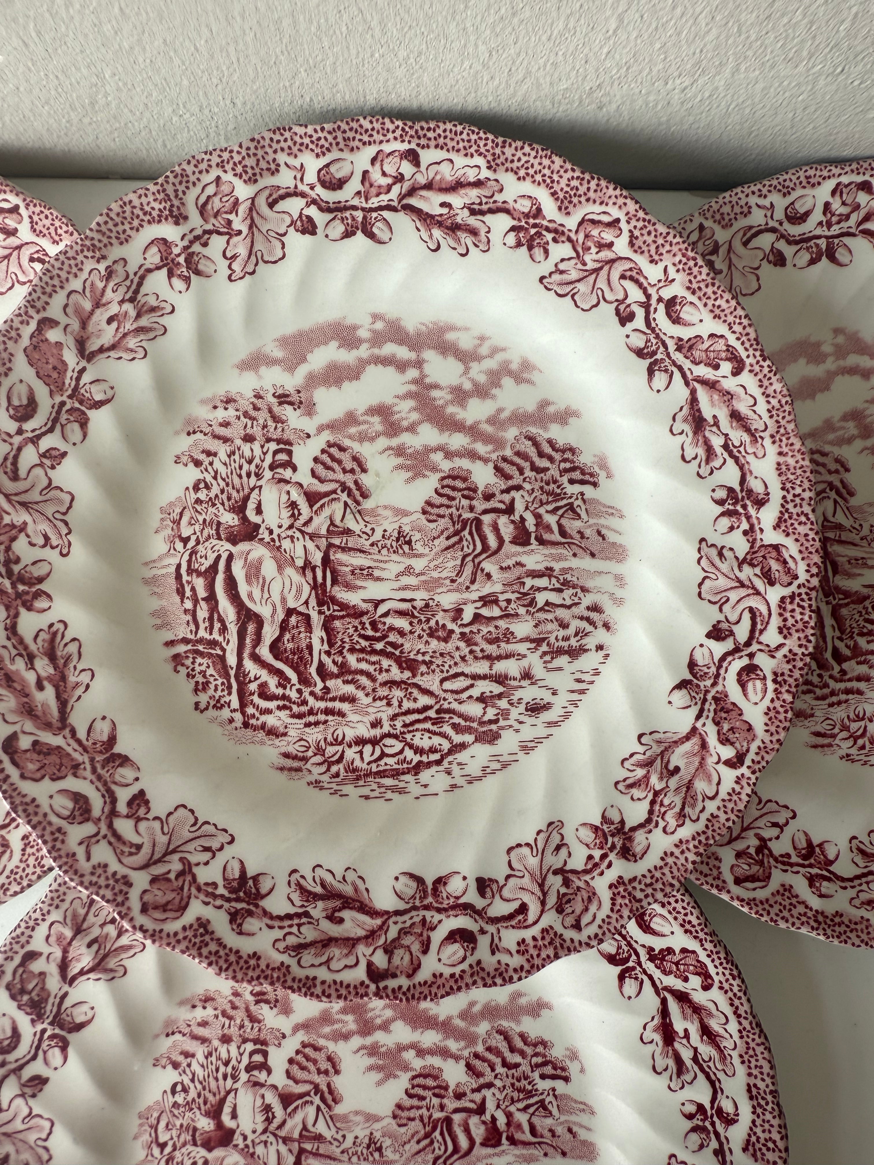 roze ontbijtbordjes 4st. van myotts staffordshire