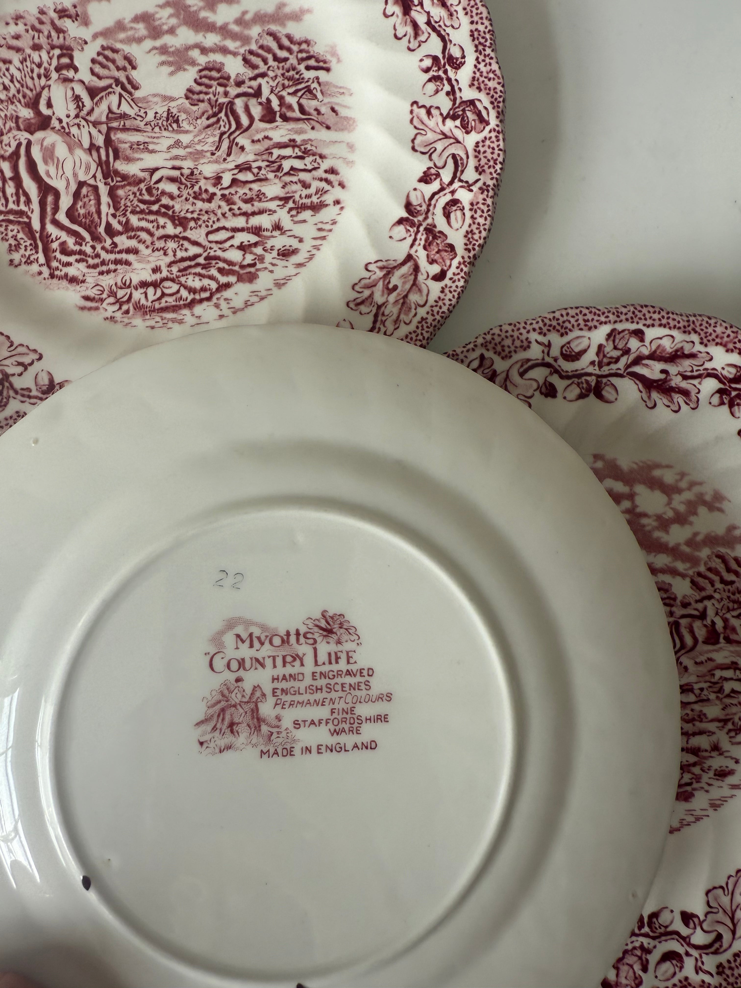 roze ontbijtbordjes 4st. van myotts staffordshire